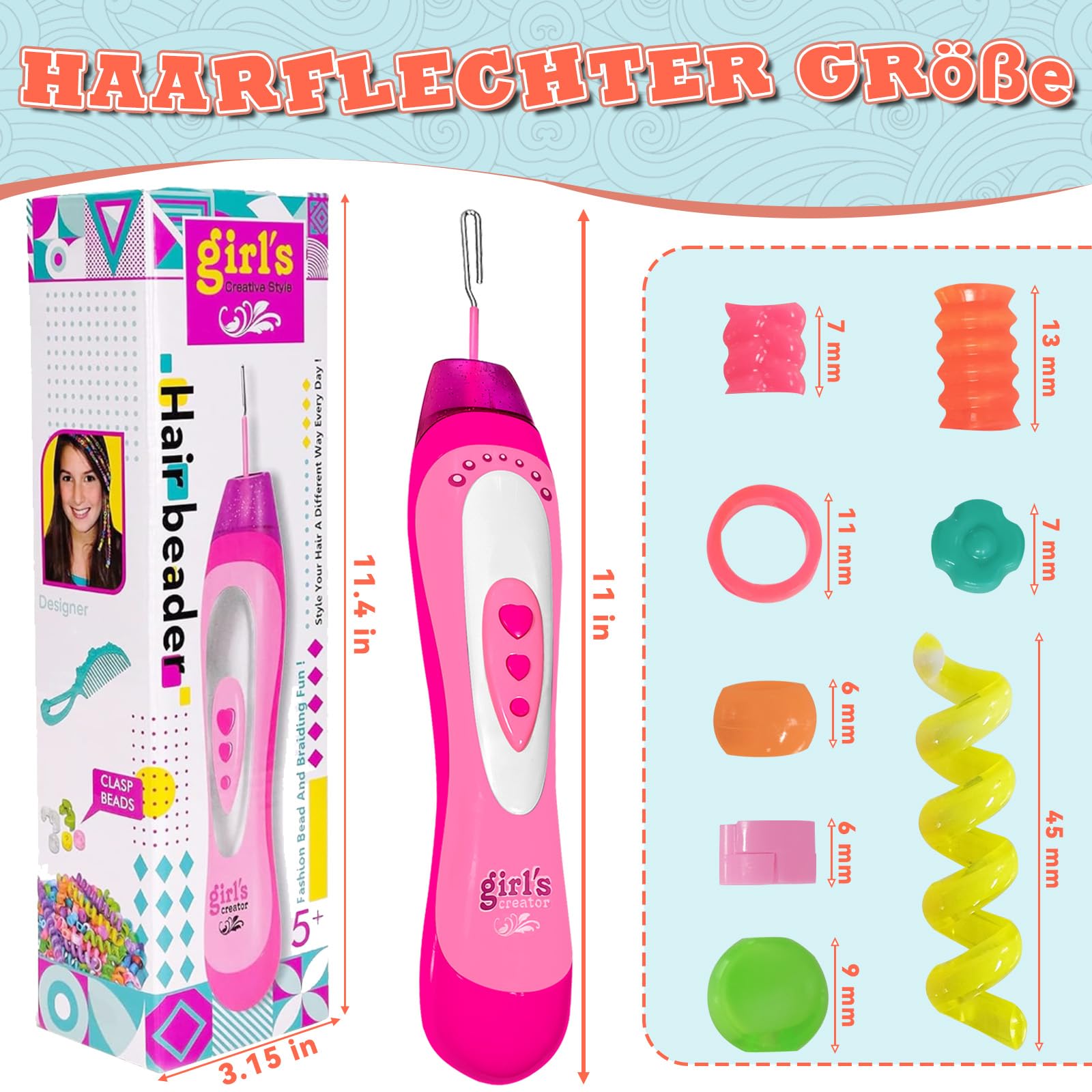 BITOYO Haarflecht Set Für Mädchen - DIY Haarperlen Mit Flechtmaschine