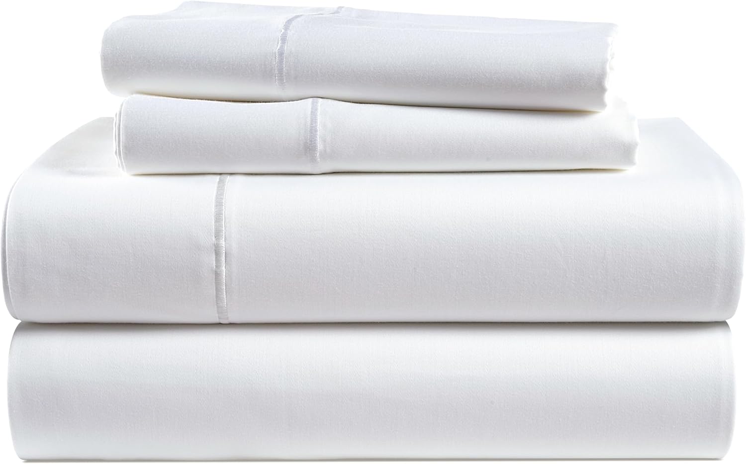100% Egyptian Cotton Sheets Queen Size - Naturally Cooling & Breathable 4 Piece Silky Sateen Weave Queen Sheet Set, Ultra-Soft & Durable Hotel Luxury Sheets with 15" Snug Fit Deep Pockets - White