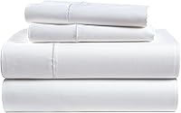 LaneLinen 100% Egyptian Cotton Queen Sheets - Cooling Breathable Sateen Weave 4PC Set, Ultra Soft Deep Pocket Hotel Luxury White