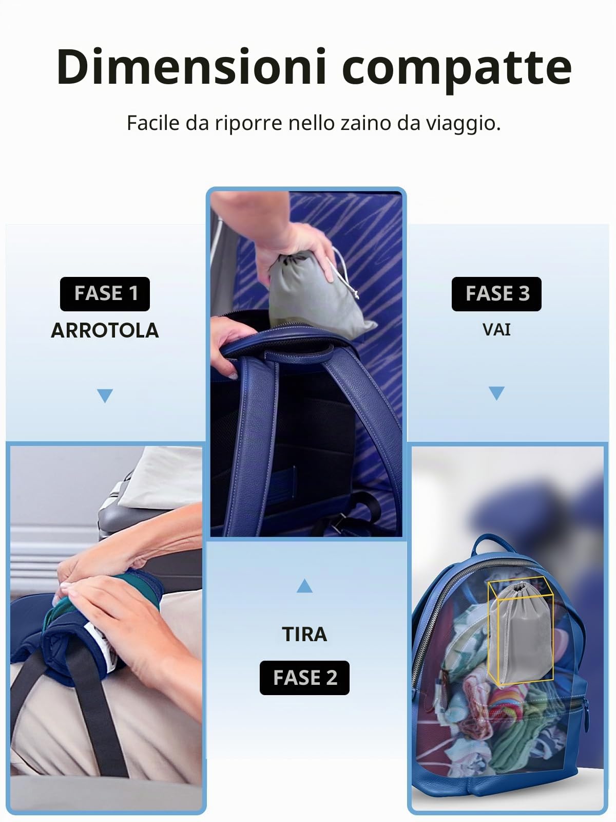 Inspireyes Cuscini da viaggio aerei, accessori da viaggio approvati FSA HSA per voli lunghi, cuscino da viaggio auto per bambini, maschera per dormire in aereo, Blu lago