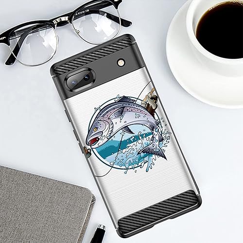 Miniatura 3 de CasesOnDeck Black TPU Case Compatible with Google Pixel 6A (2022) Pixel 6A Case Slim Minimalistic Flexible Textured Cover -Bass Fishing
