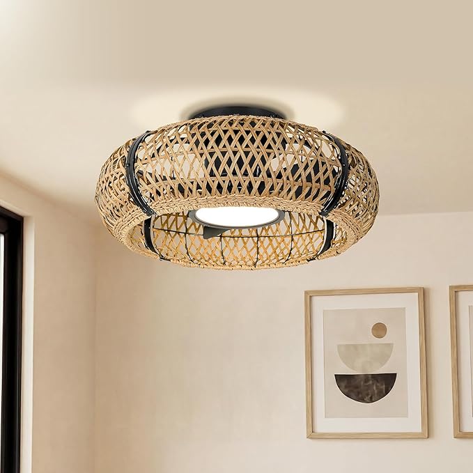 Ventilador de Techo 20" con Luz y Control Remoto, Motor Sile