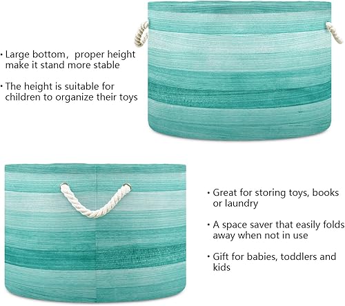 Miniatura 3 de Cesta de almacenamiento grande de madera verde azulado, turquesa, verde, caja de almacenamiento de juguetes, cubos organizadores con asas, cesta