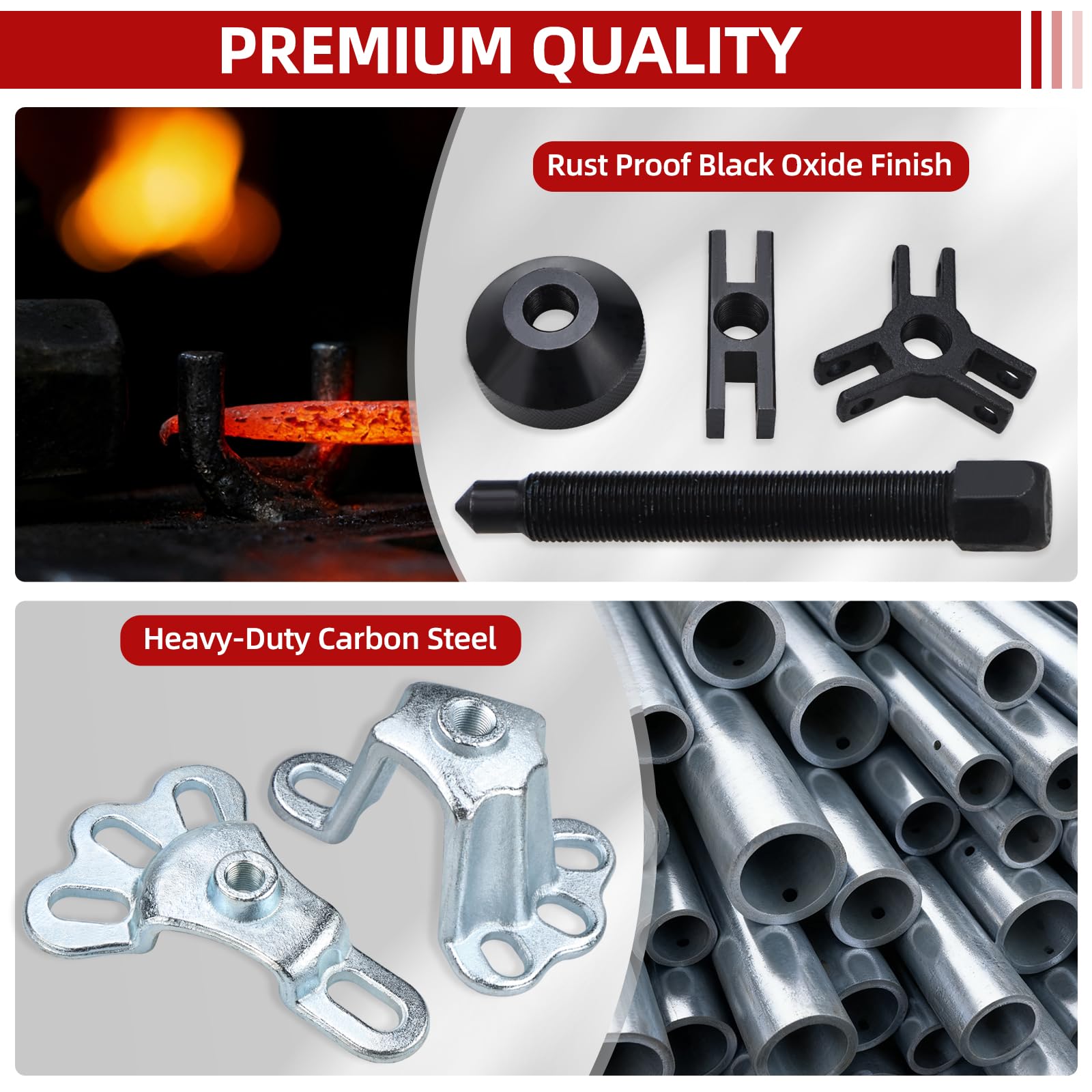 FreeTec 9-in-1 Radlager Abzieher Radnabenabzieher Set mit Gleithammer, 2/3 Backen Lager Innenlager Auszieher Innenabzieher, Vorder- und Hinterradnabe Abzieher Gleithammer Dentzieher für Autoreparatur