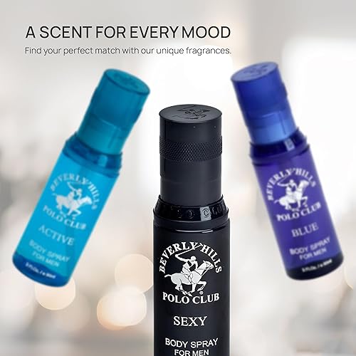 Miniatura 3 de Beverly Hills Polo Club Body Spray Collection - Juego de 3 piezas con diferentes fragancias azul (3 fl oz), activo (3 fl oz), y sexy (3 fl oz)