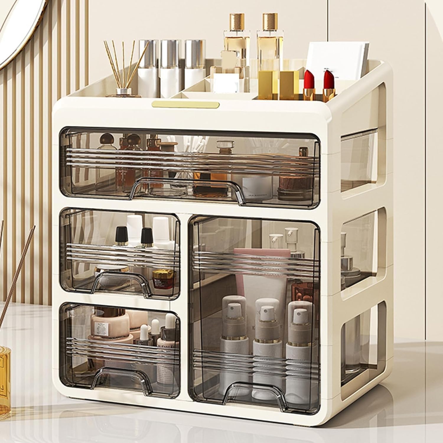 Lar Capaci Makeup nizer Slish kosmetyczne pudełko do sypialni i łazienki idealne do produktów i akcesoriów Beau idealne do efektownych przestrzeni