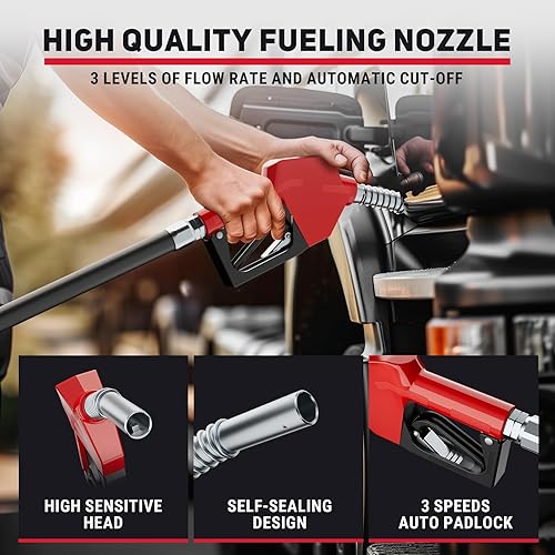 Vista 51 de Carrete de manguera de combustible diésel retráctil de 1 pulgada x 50 pies con boquilla de combustible, carrete de manguera diésel de 300 PSI