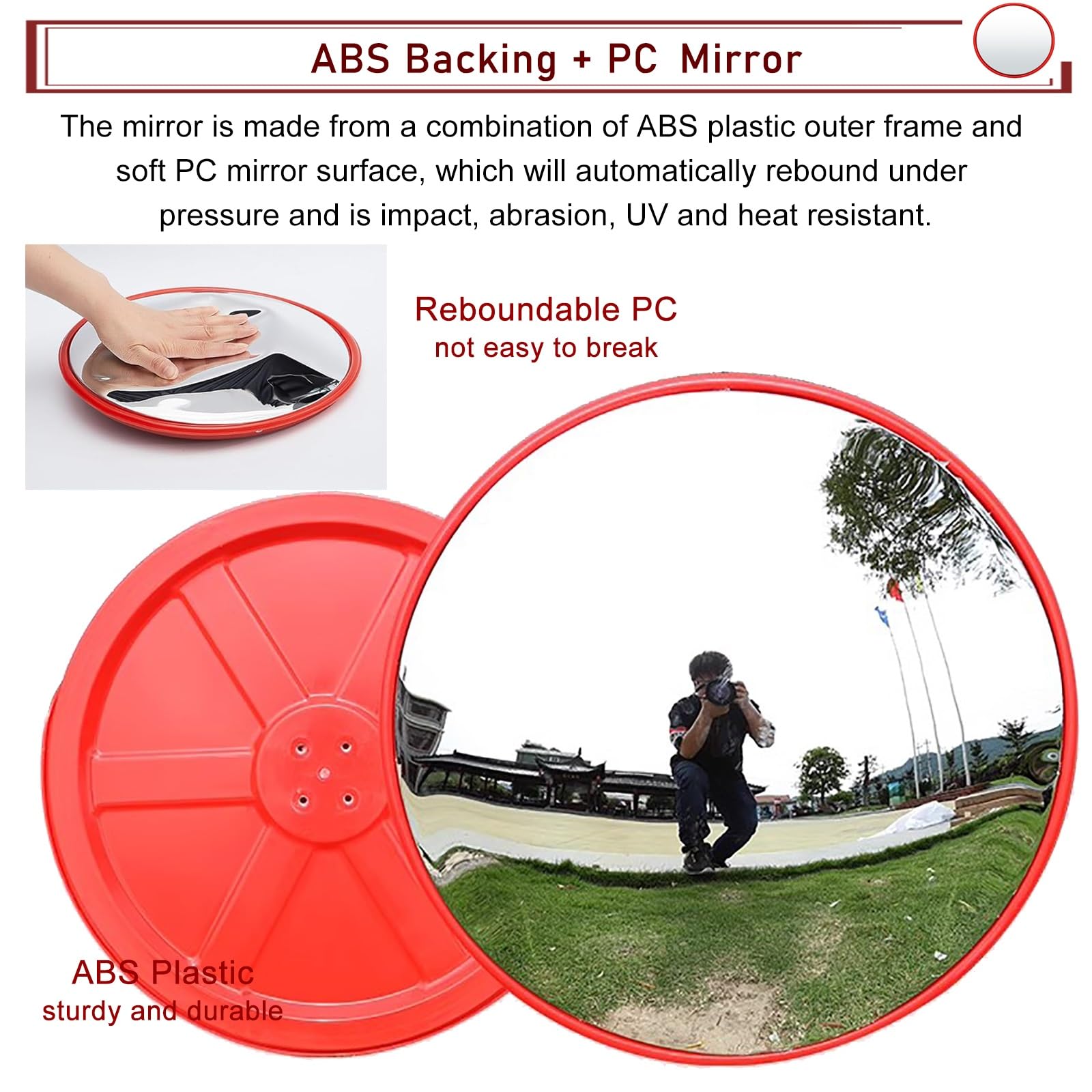 Amazon.com: HDYZJQ Red Black Wide-Angle Convex Mirror, Round Wall