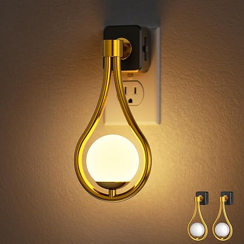 Miniatura 32 de Briignite Luz nocturna, luces nocturnas enchufables a la pared, proyector LED, luz nocturna blanca suave para dormitorio, brillo regulable, luz