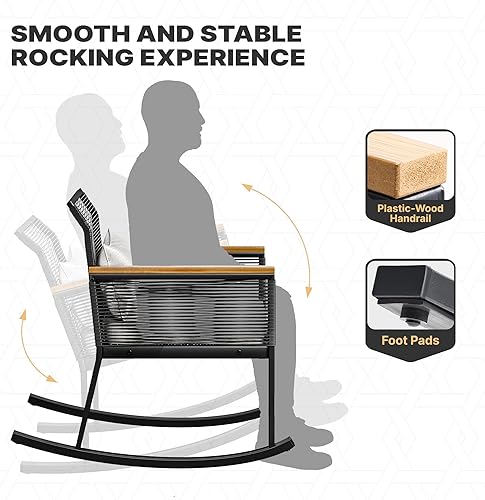 Miniatura 6 de YITAHOME Juego de 3 muebles de mimbre para patio al aire libre sillas de conversación de ratán para todo tipo de clima para patio trasero balcón y