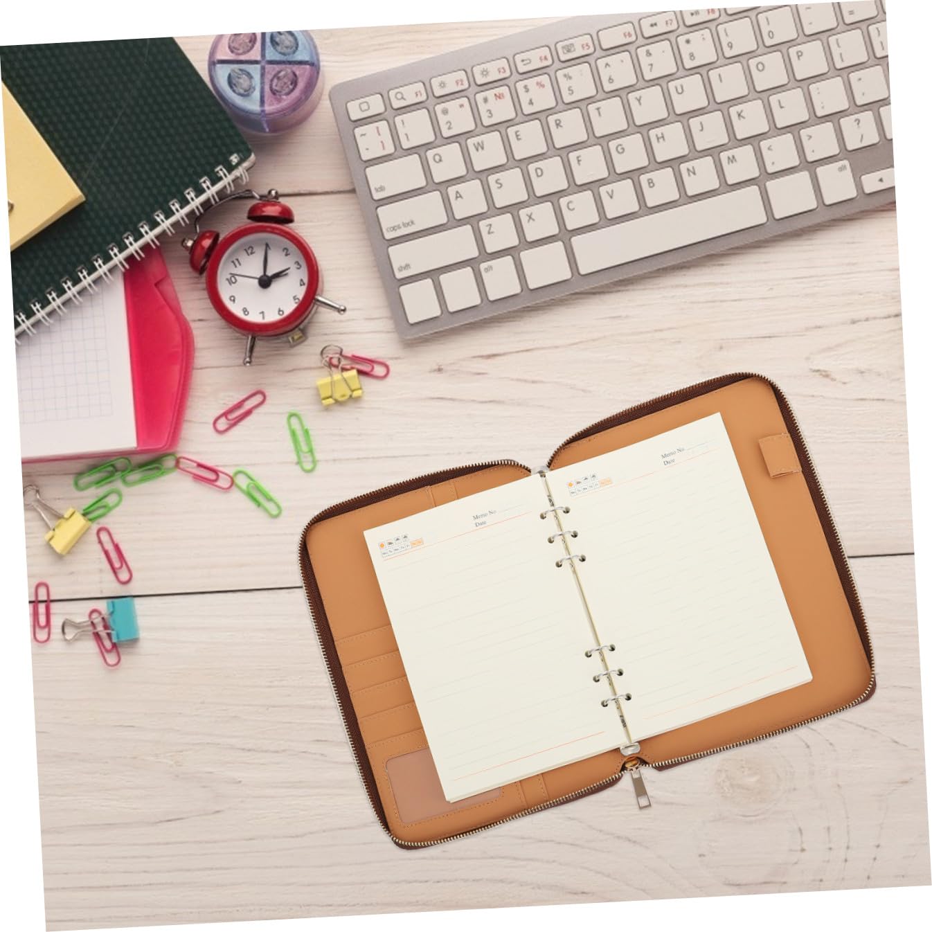Happyyami Nota per sacca con cerniera ufficio Notebook Office taccuino con borsa con cerniera raccoglitore con cerniera taccuino con cerniera quaderno a fogli mobili Pelle Blu