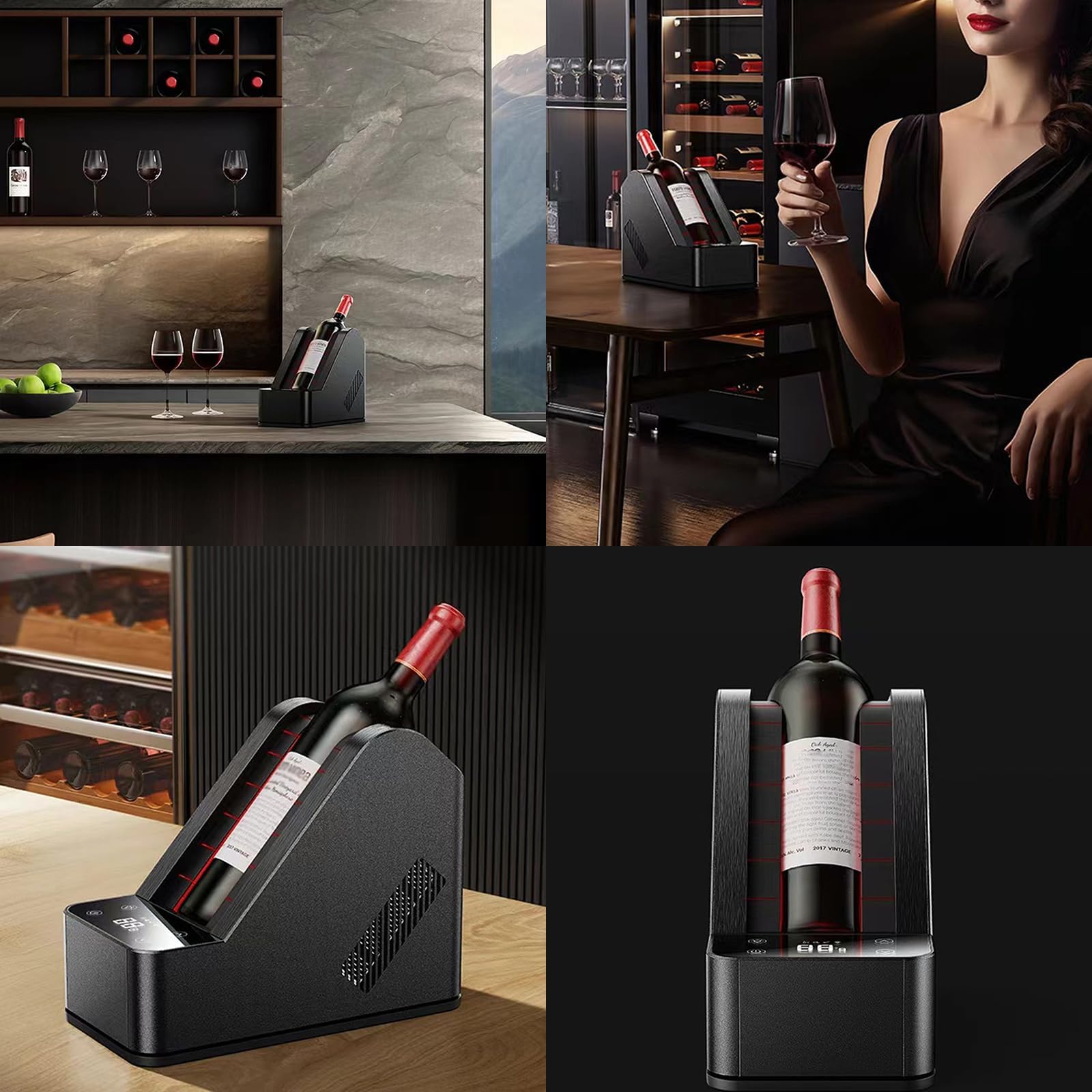 Enfriador De Vino para Una Sola Botella, Enfriador Portátil Sin Hielo, Compartimento Congelador De 96 Mm, Ajuste De Temperatura De 0 a 20 °C, Ideal para La Cocina, El Bar, La Autocaravana