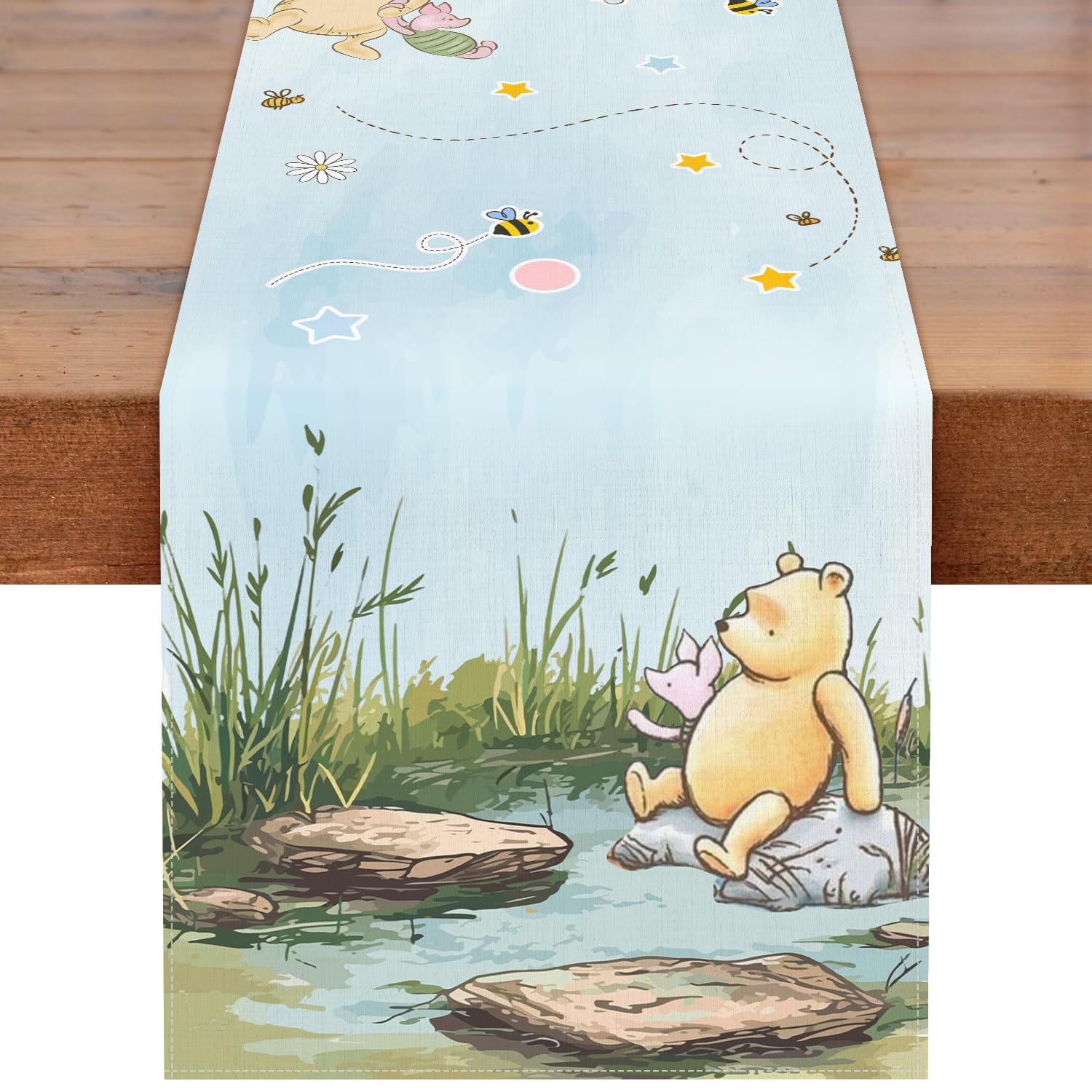 Winnie Baby Shower Decorations-Pooh Birthday Party Decor-Winnie Tablecloth,Tablecloth Oh Baby Gender Reveal Birthday Party Supplies for Kids Boys
