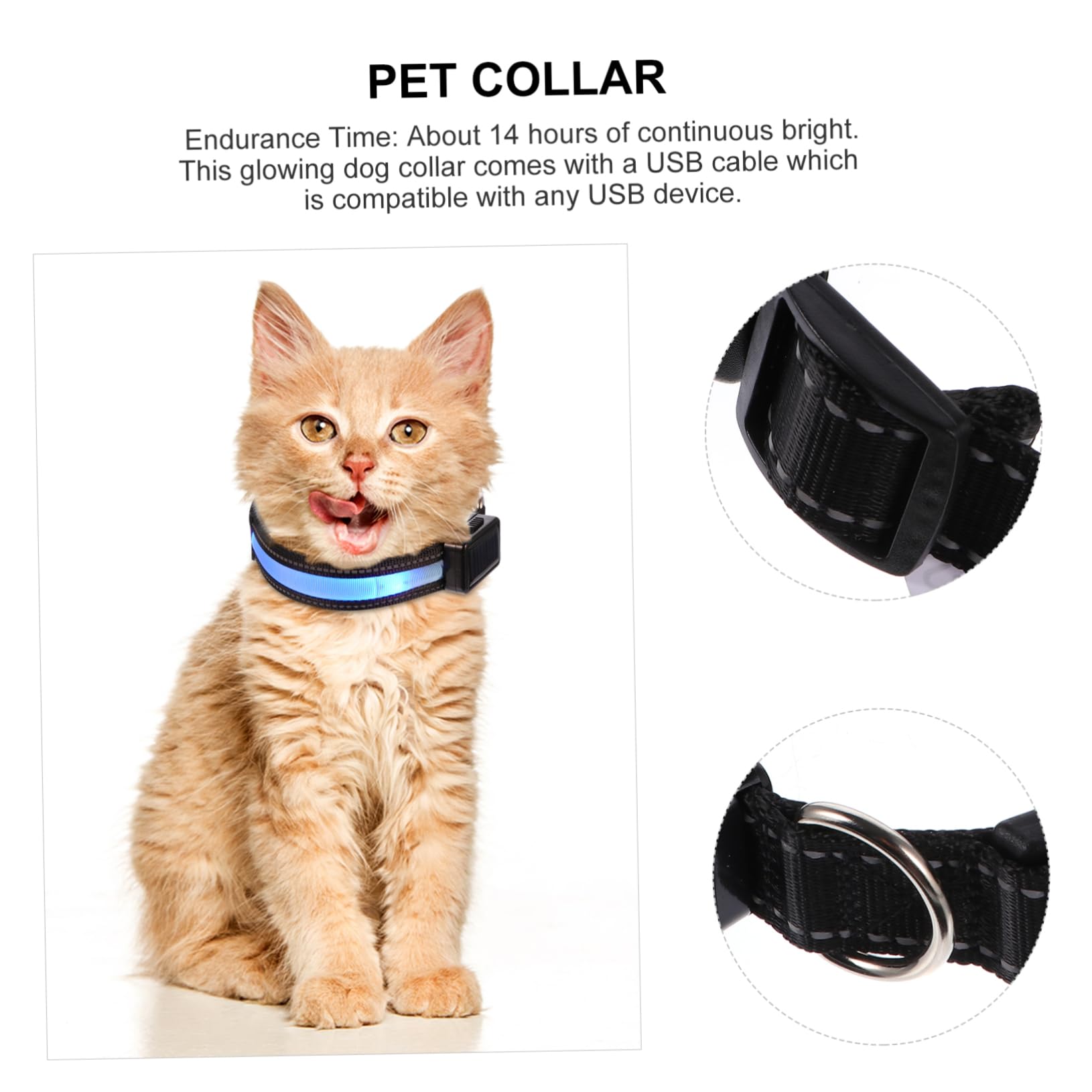 Housoutil 3juegos Collar Led para Perros Recargable por USB y Solar Acolchado y Resistente Visibilidad Alta para Paseos Nocturnos