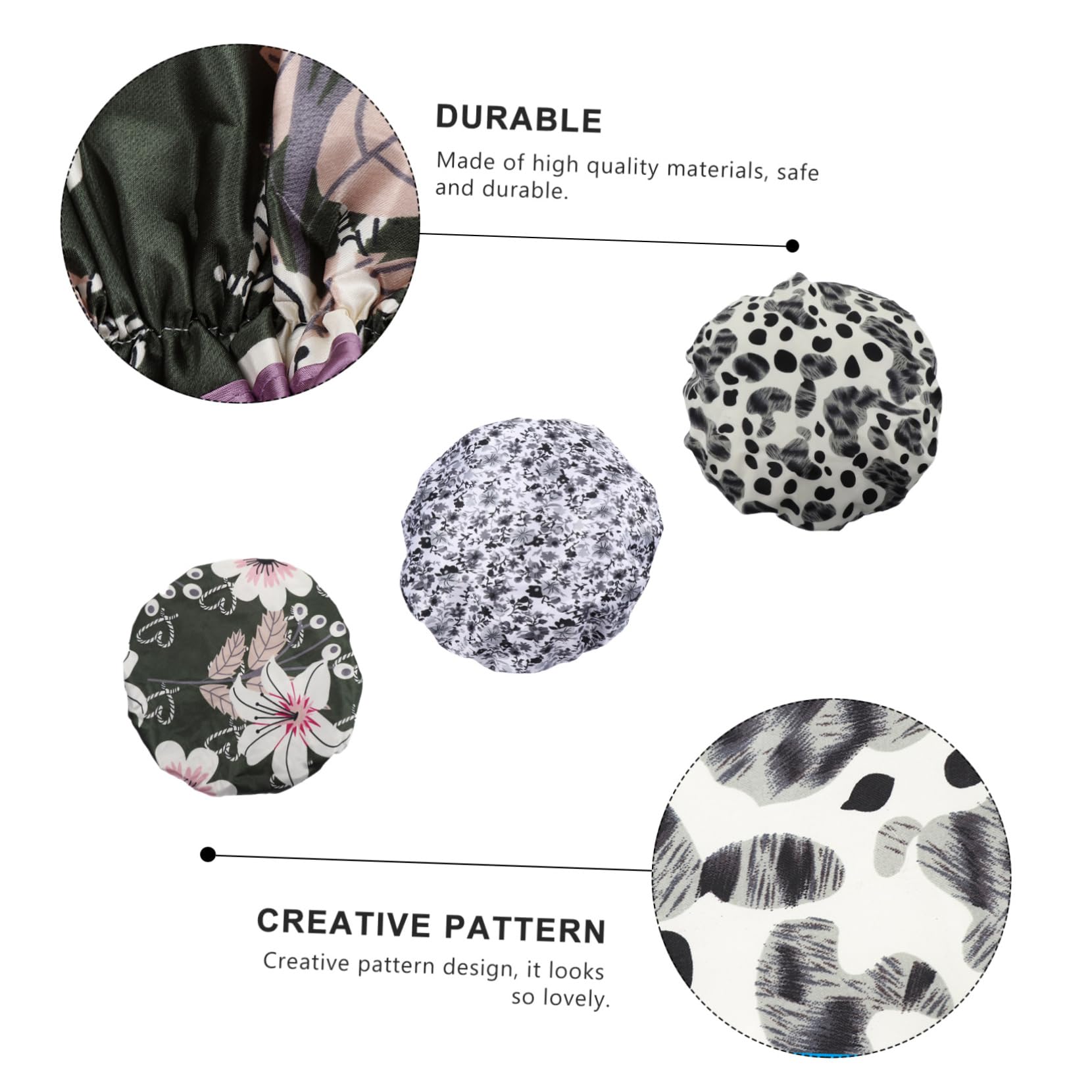 FRCOLOR Juego De 3 Gorros De Ducha De Satén Elásticos Para Mujer Material Peva Talla Única. 3 Unidades.