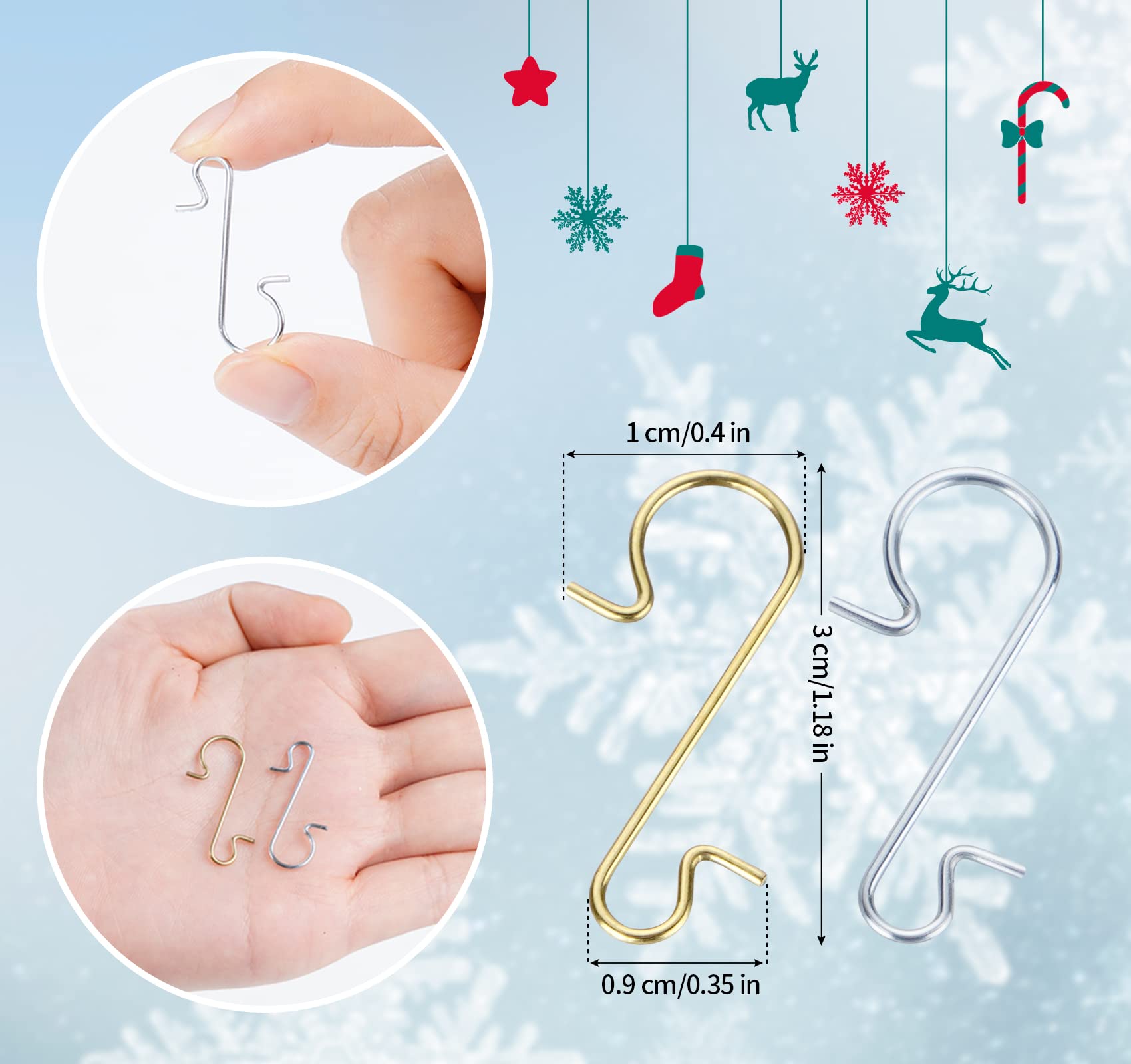 240Pcs Christmas Ornament Hooks Bauble Xmas Tree Ornaments Hanger Hooks Metal Wire Hooks with Storage Box for Christmas Tree Hanging Decoration Gold&Silver - Image 3