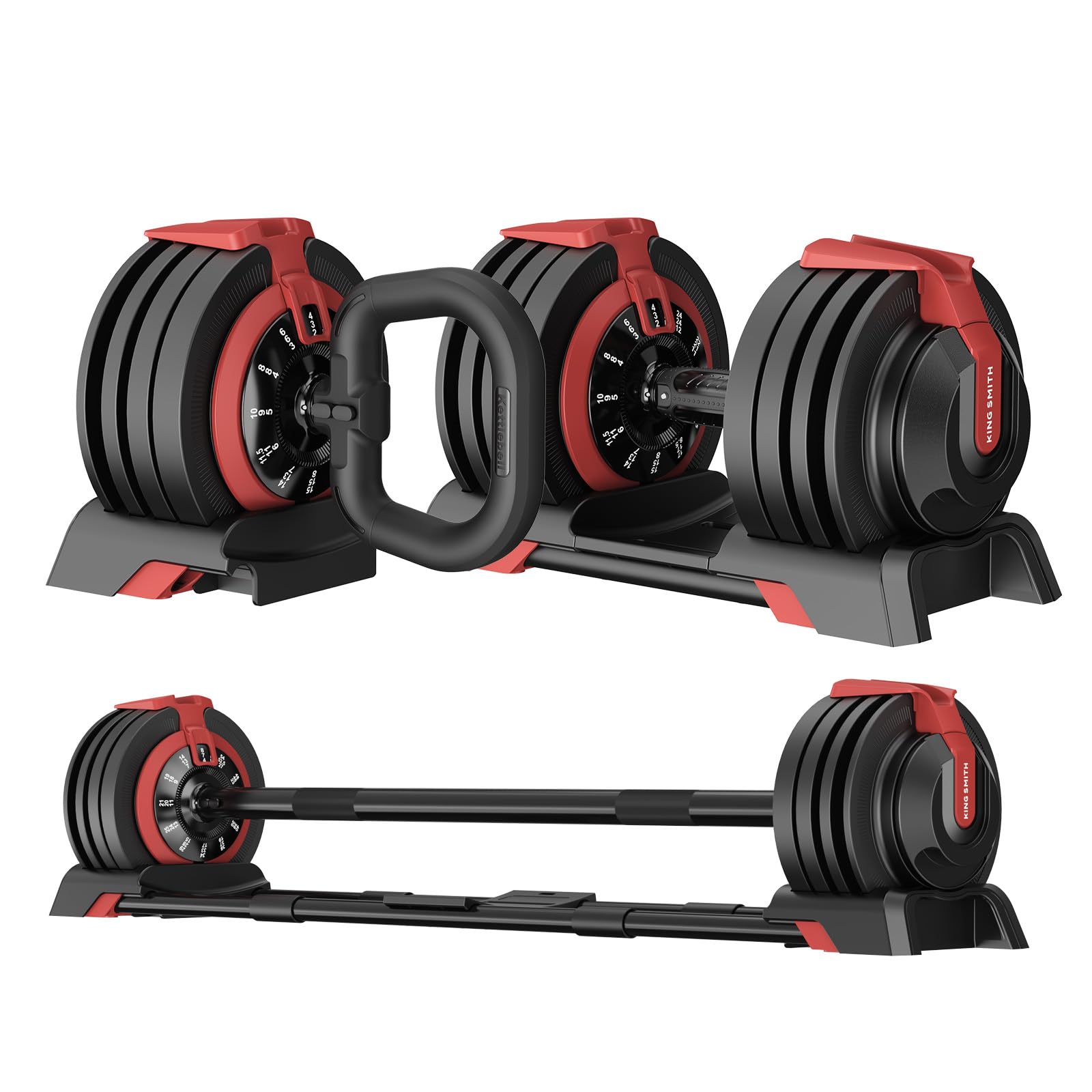 Set di Manubri Regolabili, 3 in 1 Peso Della Mano per Donne e Uomini a Casa, Attrezzature per l'allenamento Della Forza, Sollevamento Pesi, Manubri per Bodybuilding (Una Manubri e Altri Accessori)