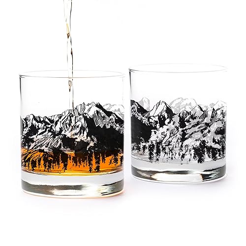 Vista 48 de Black Lantern Whiskey Glasses Set of 2 – 11 oz Heavy‑Base Old‑Fashioned Rocks Glasses with Forest Animal Screen Print Hand‑Printed Durable