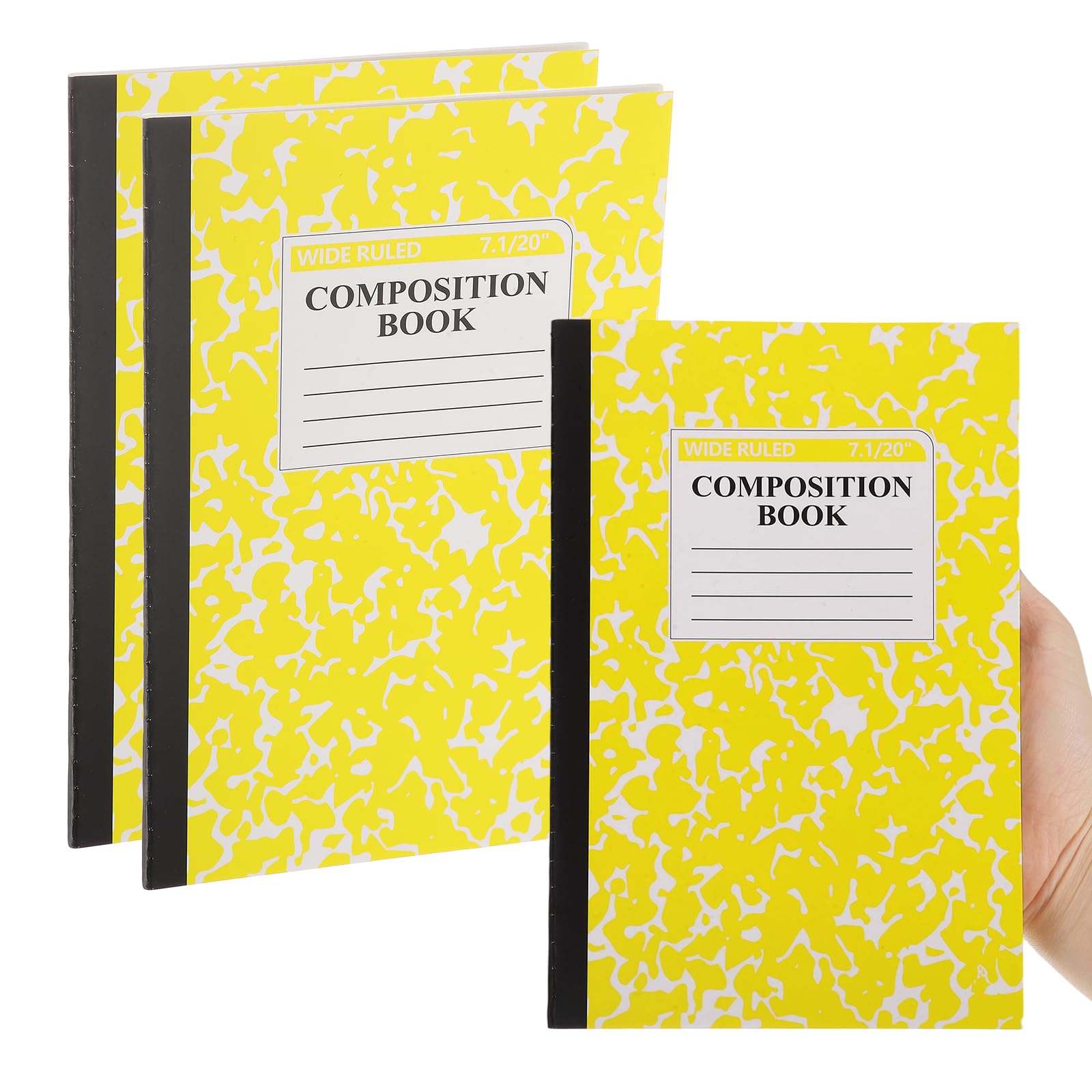 PATIKIL 2 Pack A5 Notebook, A5 Journal Mini Notebook Pocket Marble Memo Notepads Wide Ruled Lined Sketchbook Small 8.3x5.5 Inch 30 Sheets for Men Women Office Supplies Travelers,Yellow