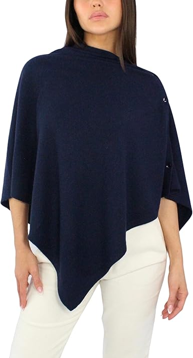DALLE PIANE CASHMERE Poncho van 100% kasjmier, gemaakt in Italië, voor dames, Sage Groen, Eén maat