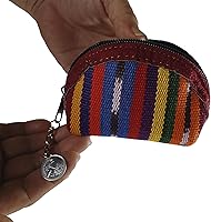 Vista 6 de Llavero de tela Maya hecho a mano Pequeña bolsa con cremallera para mujer
