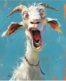 FunLynJoy Paint by Numbers for Adults Beginner, Funny Animals Paint by Numbers Funny Pet 16 x 20 Inch (Goat)