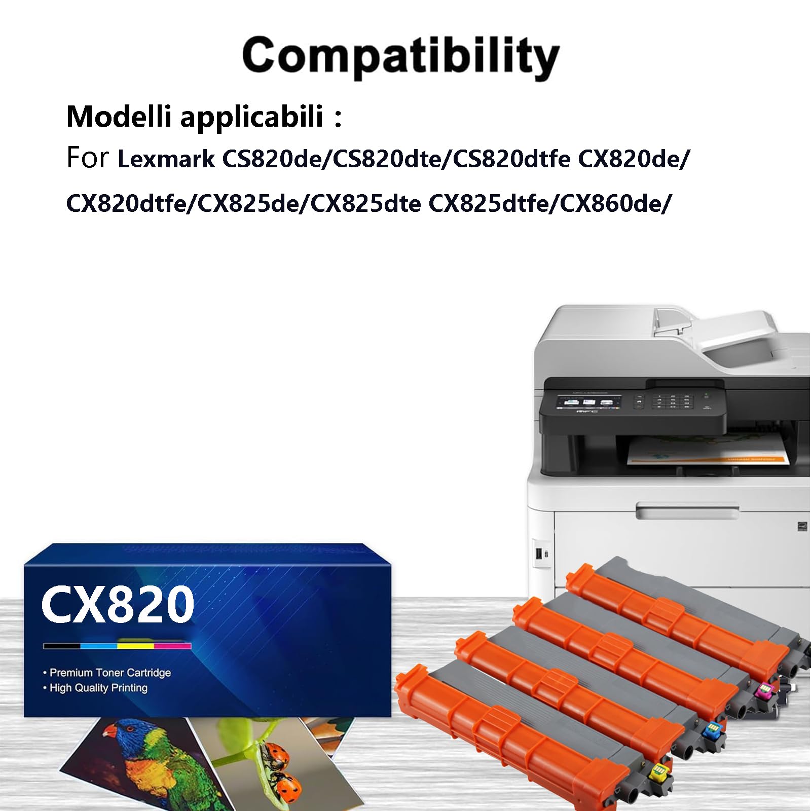 CX820 Cartucho de Tóner Compatible para Lexmark CS820de CS820dte CS820dtfe CX820de CX820dtfe CX825de Impresoras, para Escuelas, Hospitales y Bancos, 8000 Páginas,Black-2 Pack