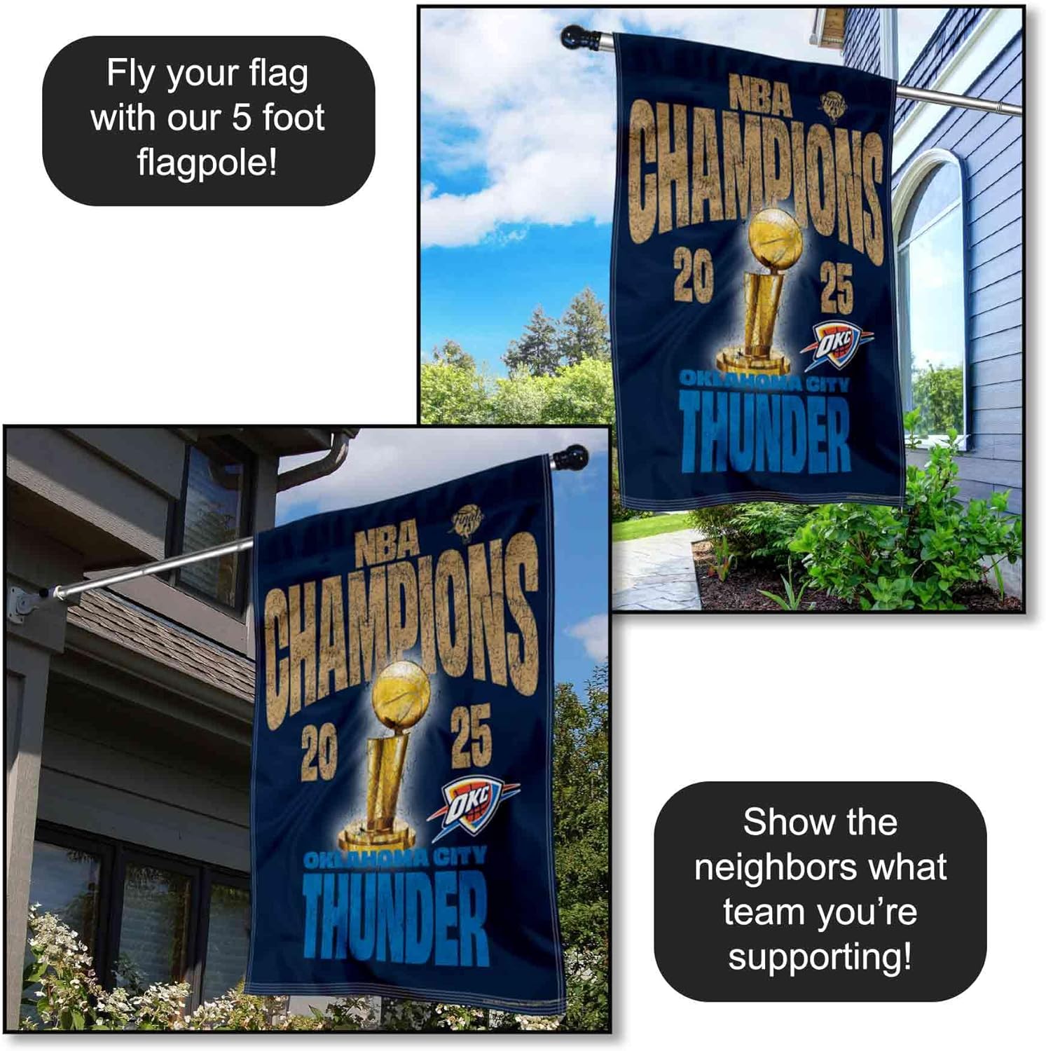 WinCraft Oklahoma City Thunder 2025 Champions House Banner Flag - Image 3