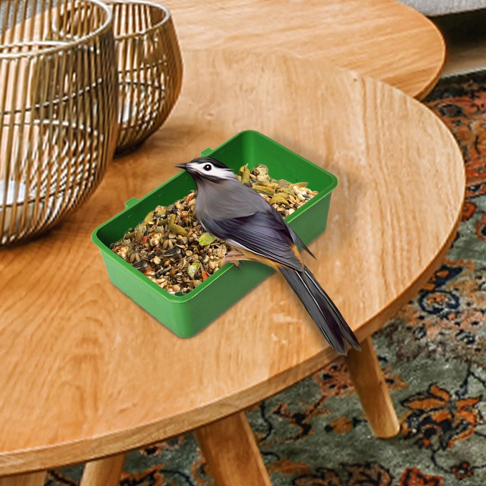 Vasca Da Bagno Sospesa Per Uccelli - Con Gabbia E Ganci - Per Canarini, Pappagallini - Antiscivolo, Facile Pulizia - Foto 12