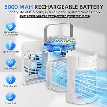 Amazon.co.jp: ポータブルエアコン、充電式冷却ファンエアコン