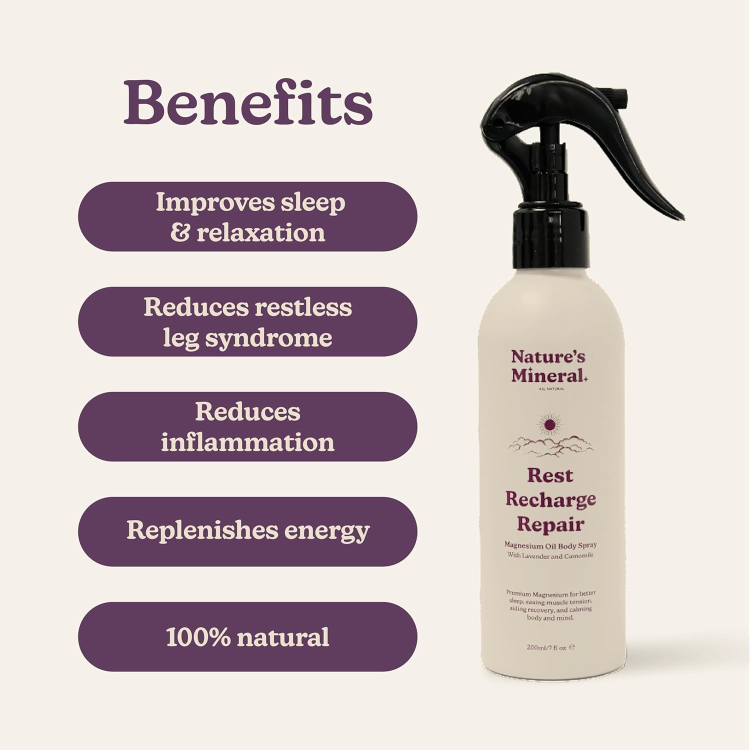 Rest Recharge Repair Magnesium Spray - Magnesium Supplements, Muscle Recovery & Stress Relief Supplement - Soothing Lavender & Chamomile Blend in Oil Spray Bottle Large 200ml 1,200 Sprays 3 71WwVbWm8uL. AC SL1500