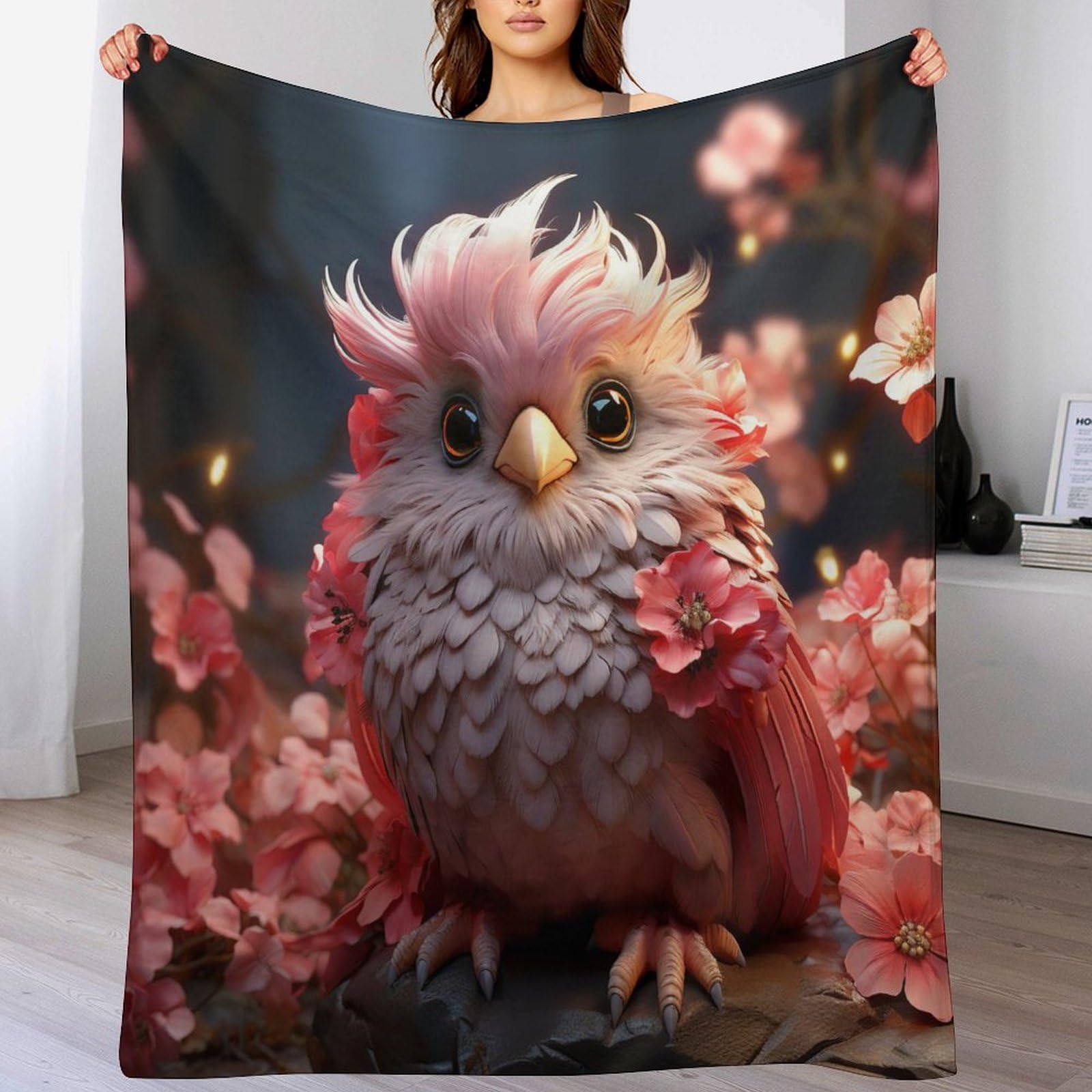 Couverture Polaire en Flannelle de Haute Qualité | Plaid Lit 150x200 Motif Oiseau