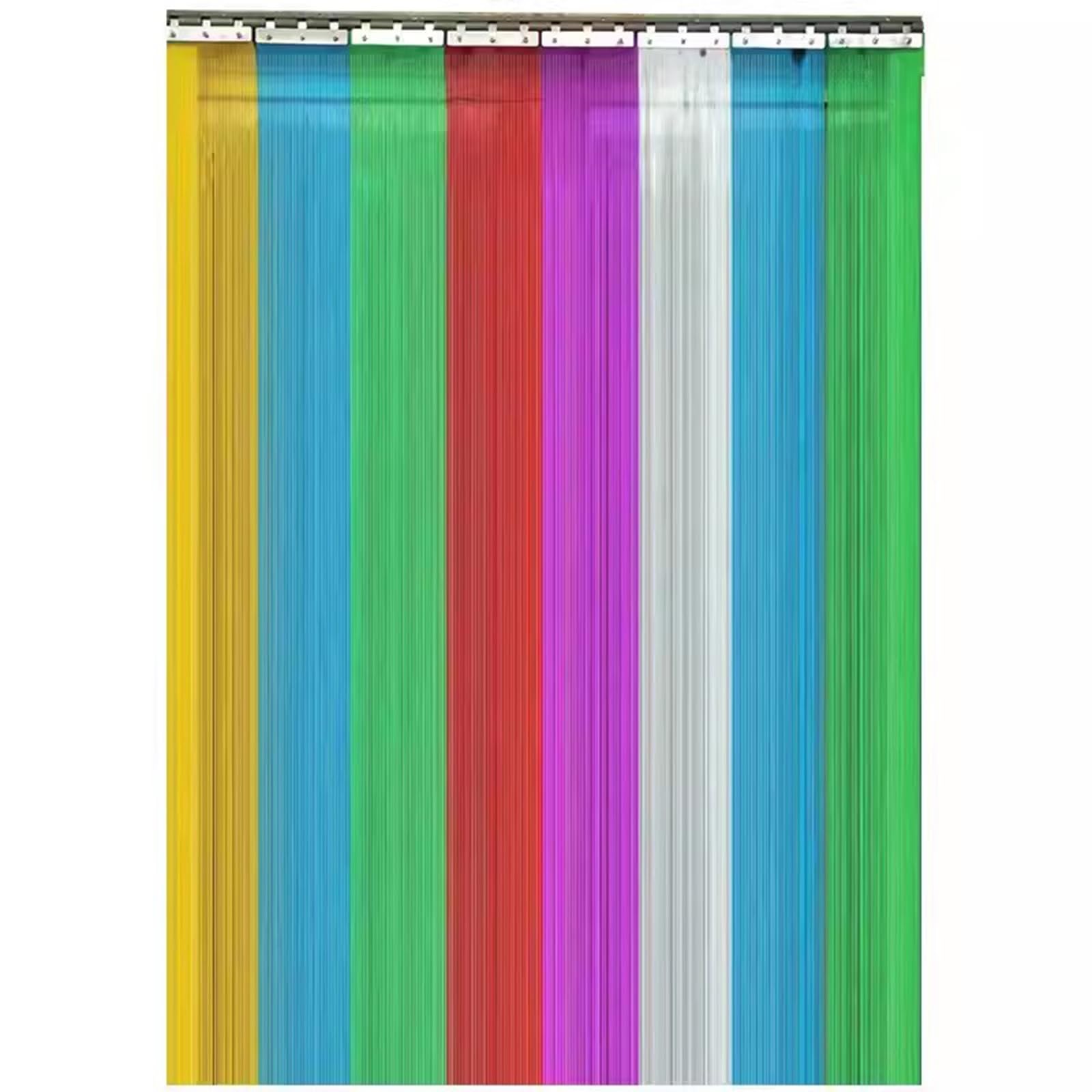 Qulamrdk PVC Strip Curtain Hand Tear Door Curtain Plastic Vinyl Strip Door Curtain Smooth Waterproof Shutters Suitable for Warehouse Factory Office(Multi-colored,1.2x2.4m)