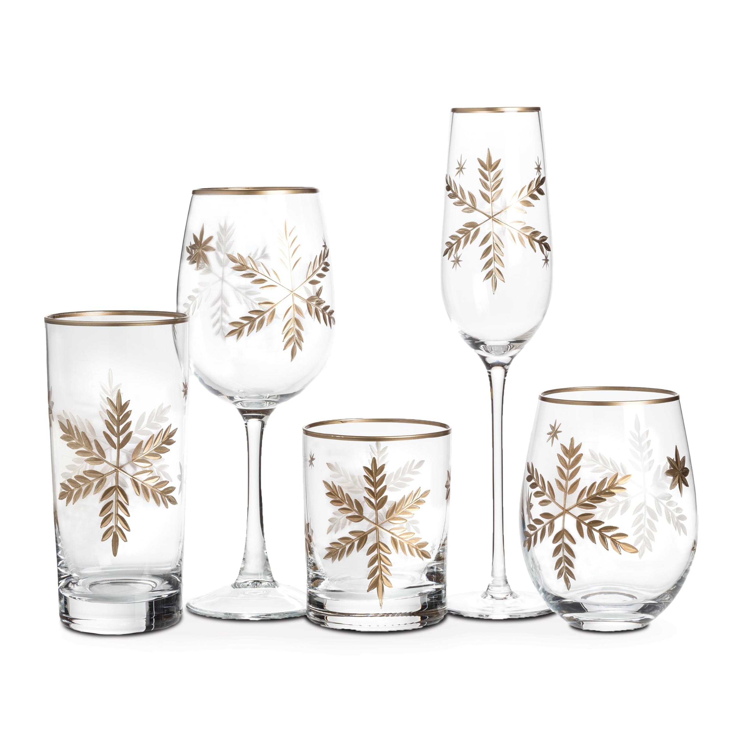 Abbott Collection Vaso de cristal con diseño de copo de nieve dorado (340.2 g)