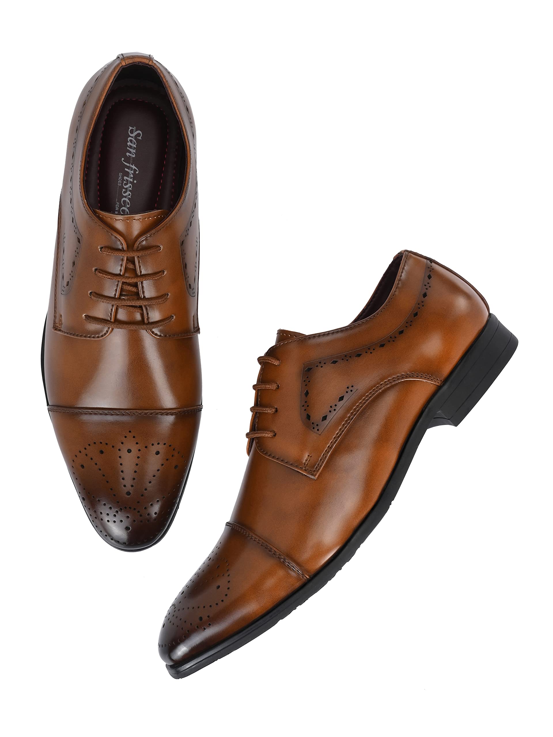 San Frissco Formal Brogue Shoes Lace-Up Faux Leather Upper Closure/Comfortable Fashionable Stylish Flexible for Men/Size : 6 (Tan) (B0D4Q6QX27) Amazon Price History, Amazon Price Tracker