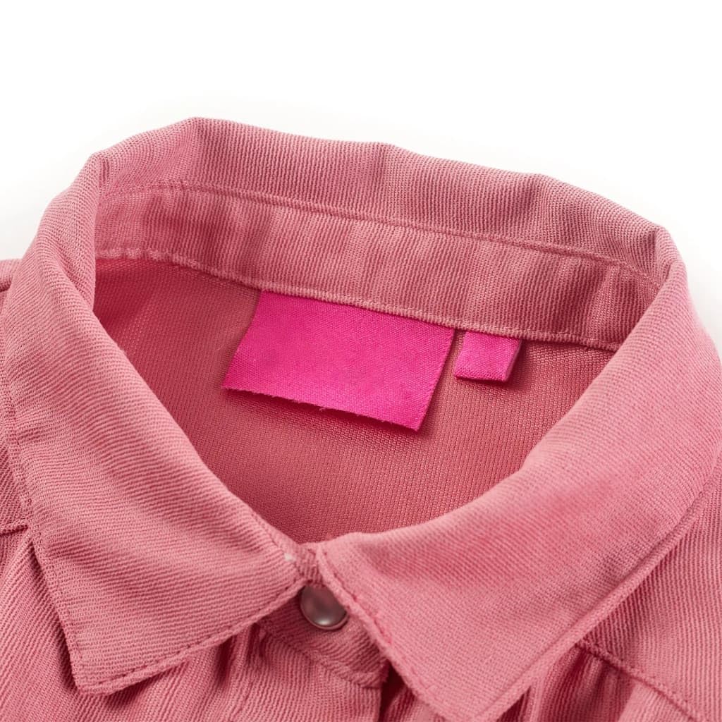 Blusa infantil con mangas de farolillo rosa viejo de poliéster y elastano. Talla para niña, parte superior cómoda para el día a día, escuela, ocio y ocasiones festivas