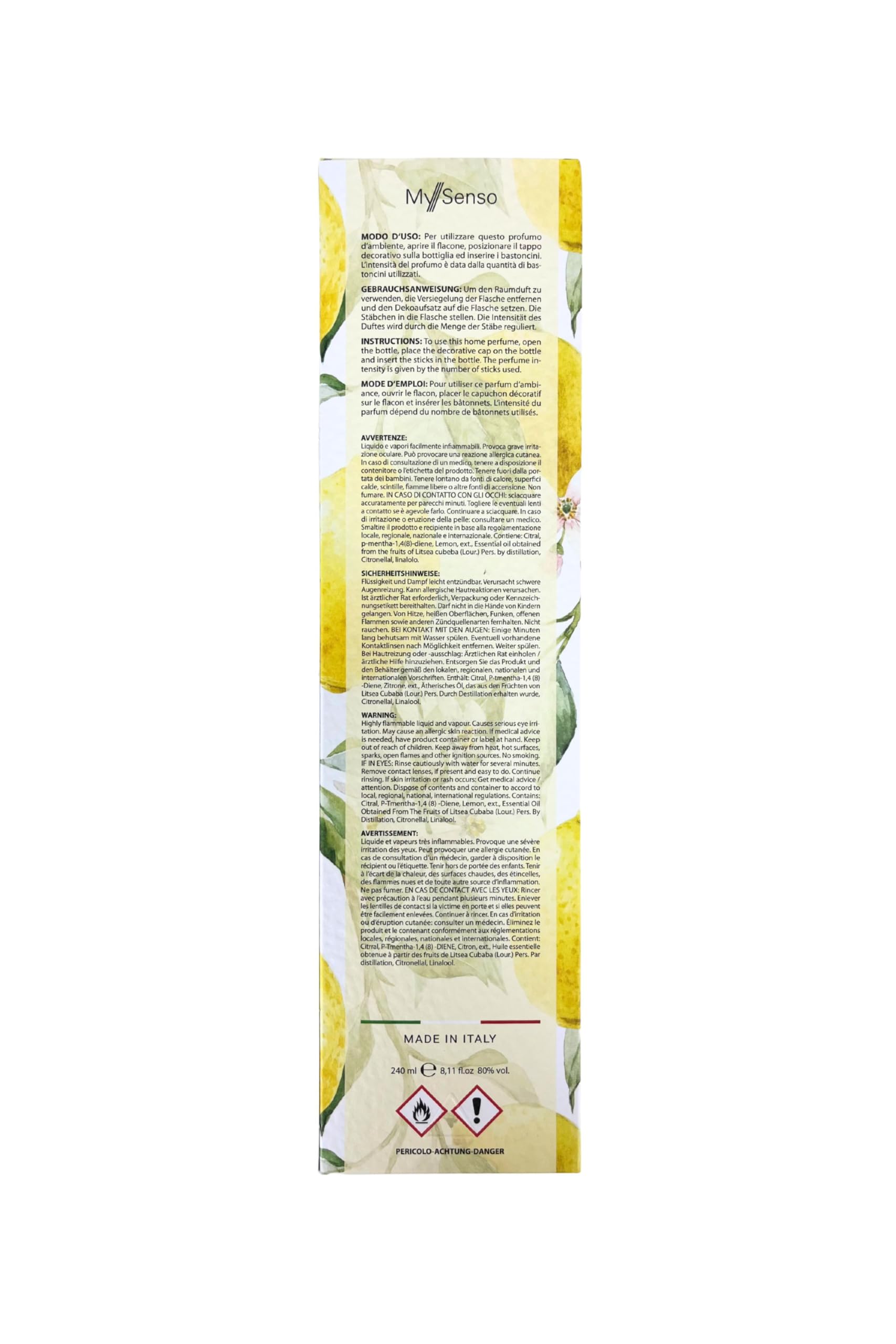 Dyfuzor mysenso i grandi classici no 83 limonka 240 ml my senso zapach do pomieszczeń