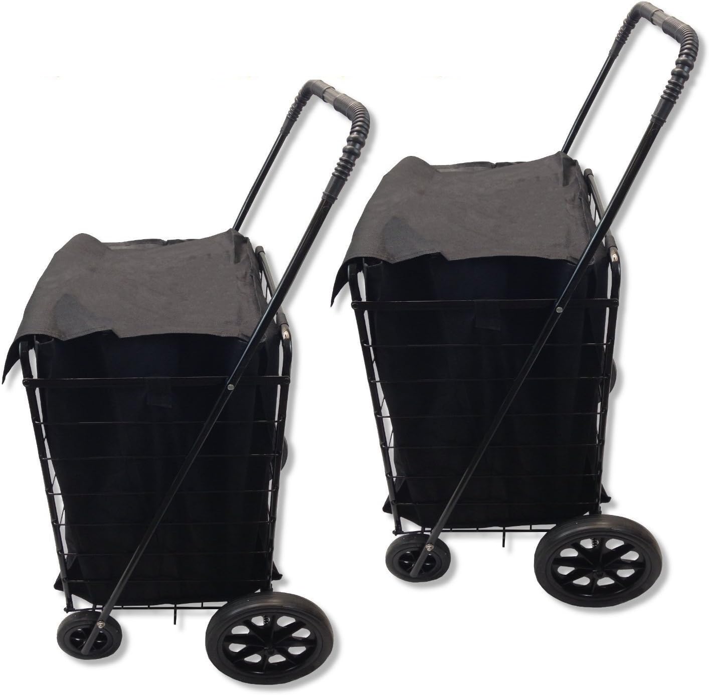 Set of 2 Extra Large HeavyDuty Black Folding Utility Cart