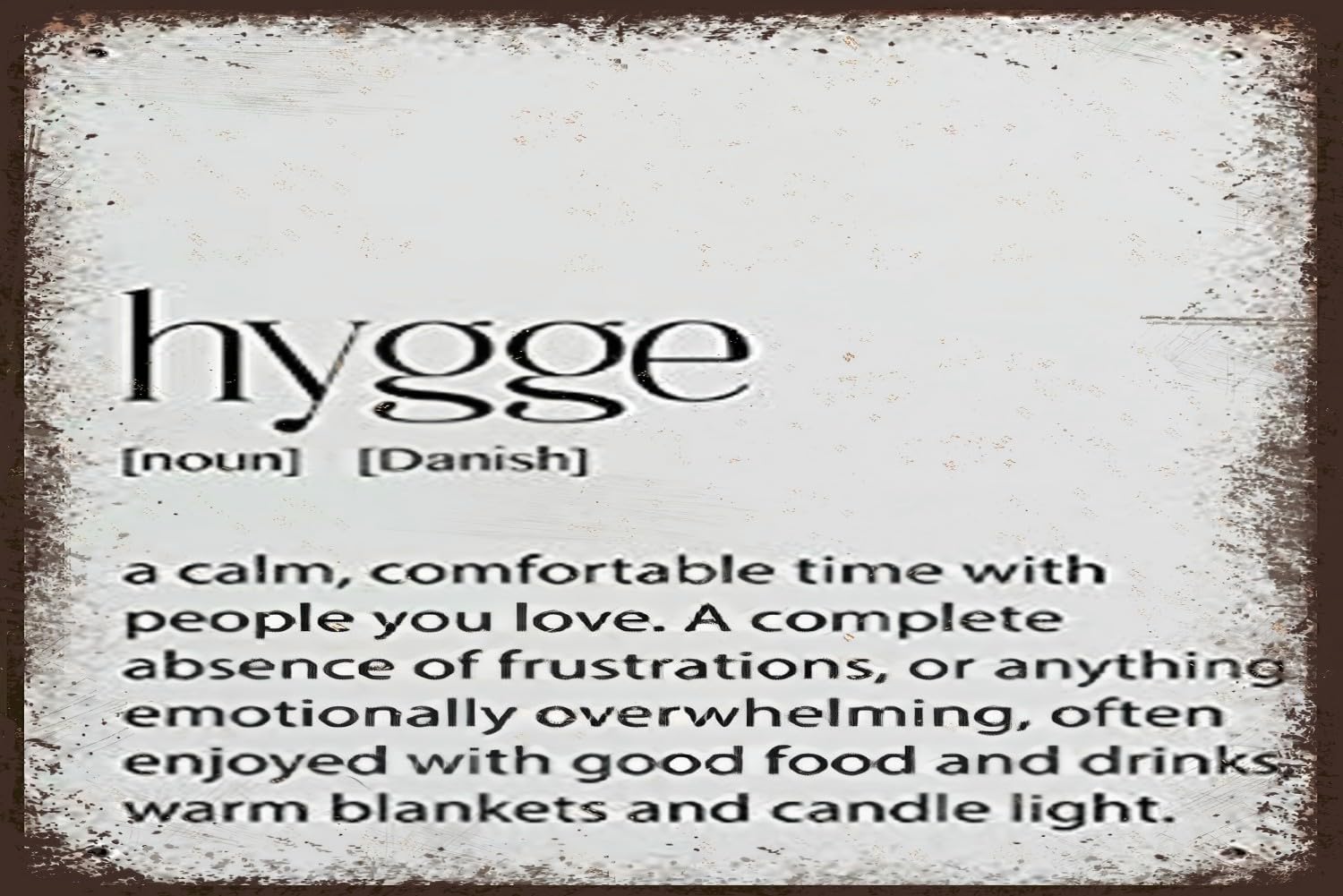 Hygge Definition Nordic Style Vintage Metal Tin Sign Minimalist Wall Decor for Office Bar Pub 8x12 Inch