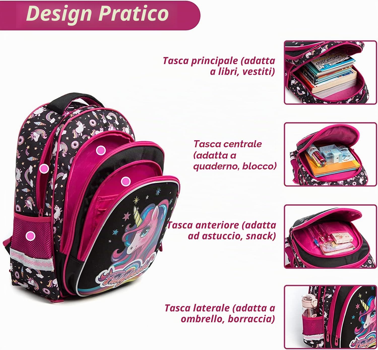 IvyH Carrelloy-Tasche für Kinder, Grundschultasche, Schulranzen mit Rollen, mit Lunchtasche, ideale per 1-6 Schüler
