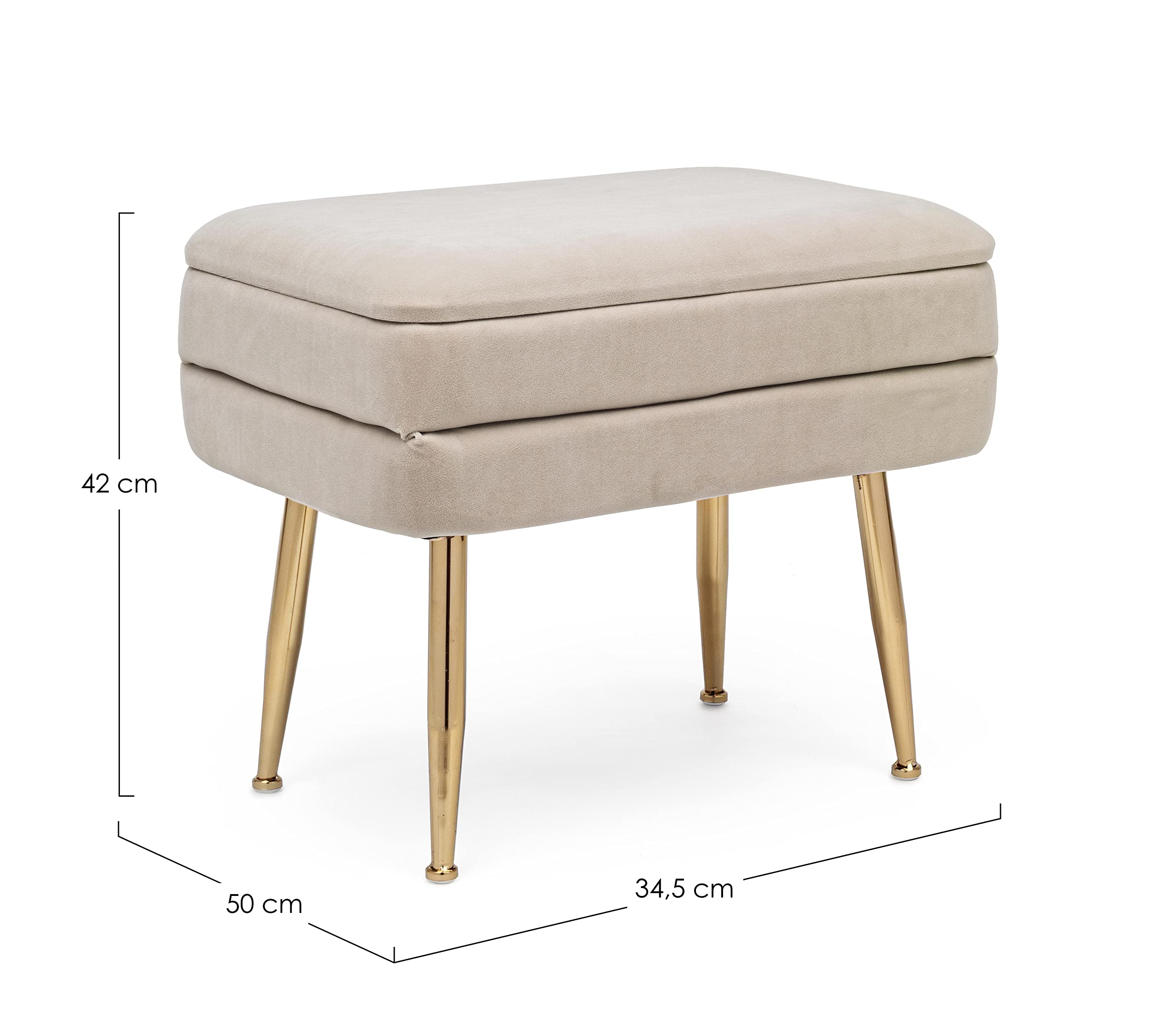 Fashion Commerce - Banco contenedor Pavlina, Beige, 50 x 35 x 42 cm