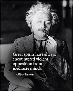 Great Spirits Encounter Opposition - Motivational Wall Art, Encouraging Inspirational Wall Decor With A. Einstein Quotes For Home Wall Decor, Office Decorations & School Decor. Unframed-8 x 10"