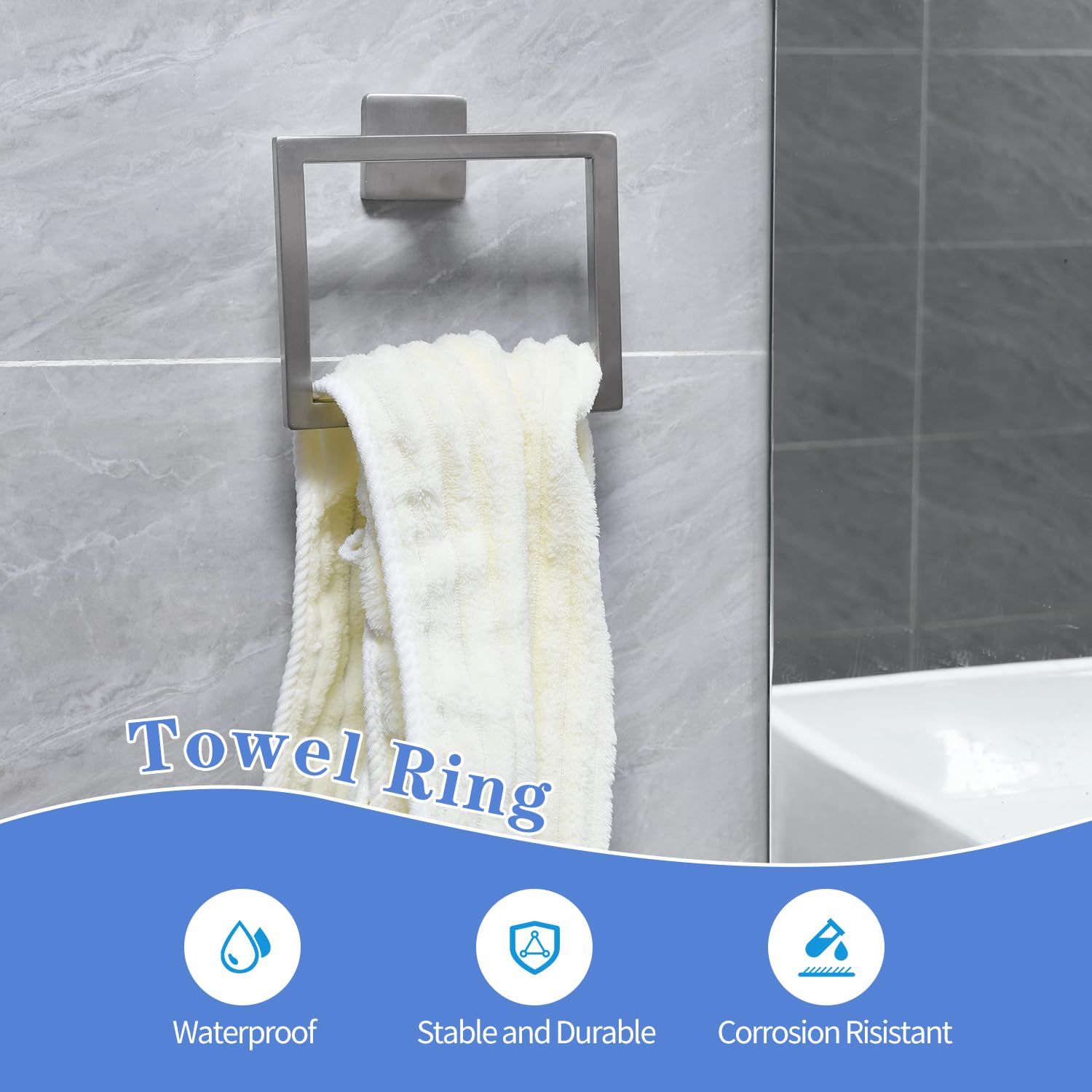 BANSA ROSE Juego De Accesorios De Baño, Incluye Barra De Toalla De 16 Pulgadas, Soporte Para Papel Higiénico, 3 Ganchos Para Toallas, Accesorios De Baño De Acero Inoxidable SUS 304, Toallero