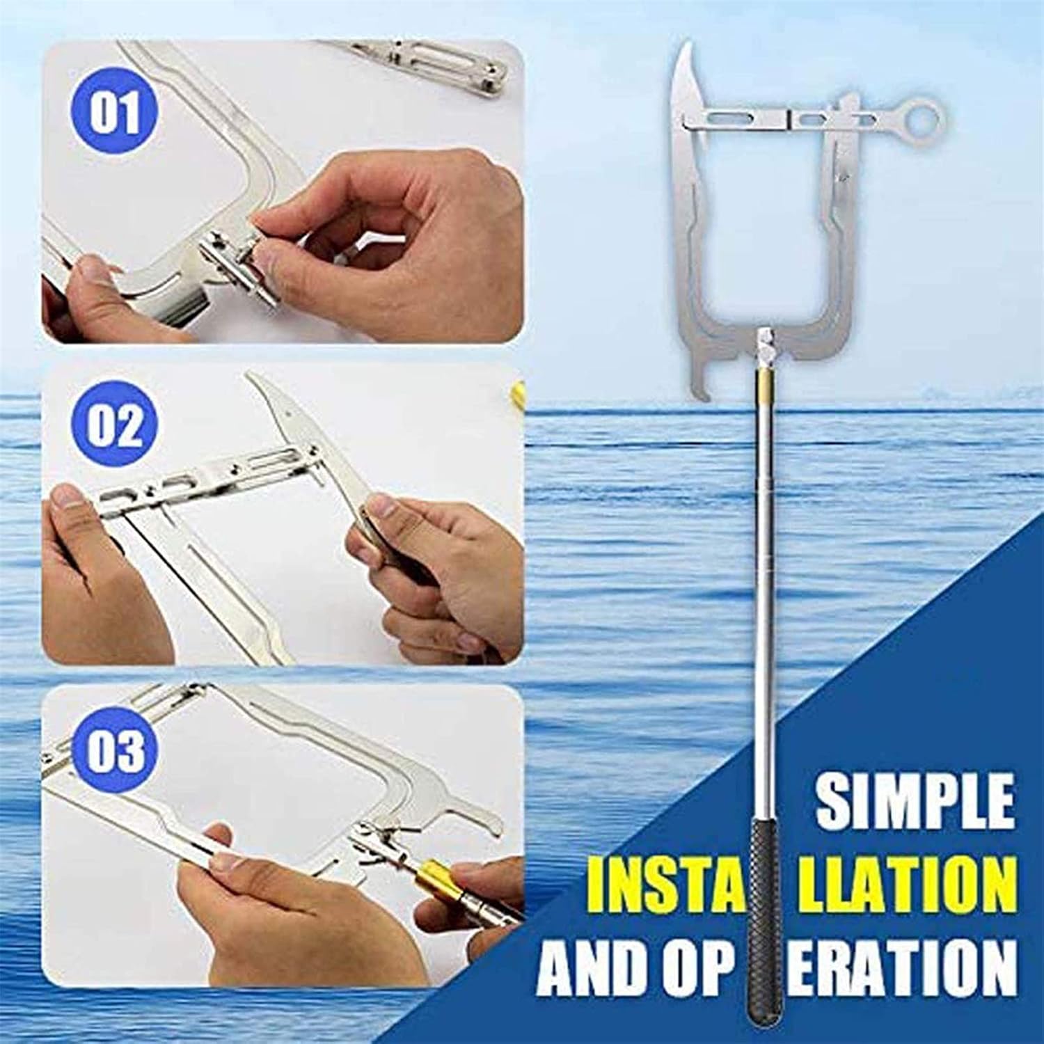 VGongTech Telescopic Boat Hook Multi-Purpose Dock Hook for Docking Hook and Moor for Dock Plate Rope for Boat Long-Distance Mooring Threader Set B : Sports & Outdoors