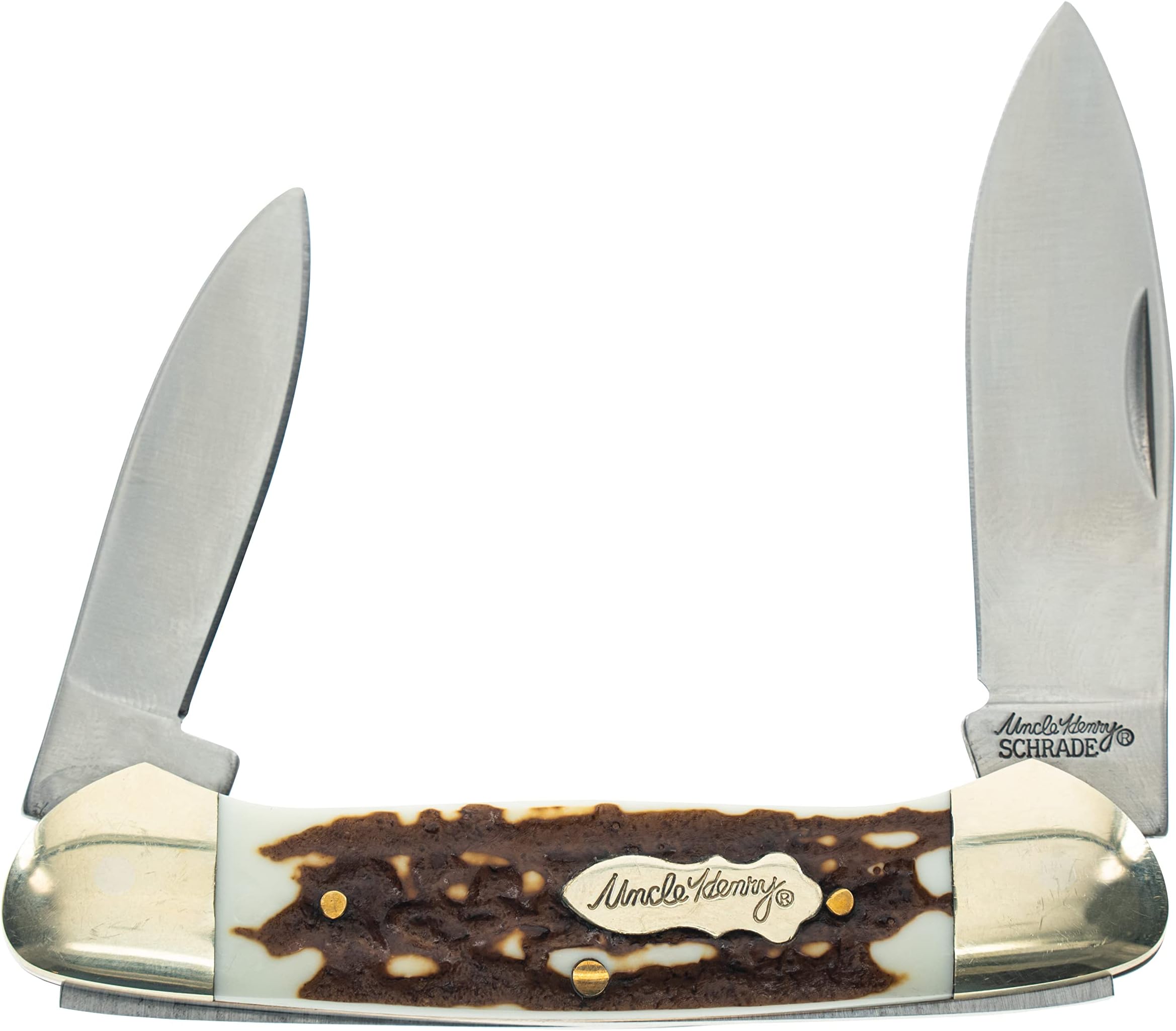 Next Gen Staglon 11UH LG Canoe 6.1in Folding Knife with Two Stainless Steel Drop-Point Blades and Staglon Handle for Hunting, Camping and EDC