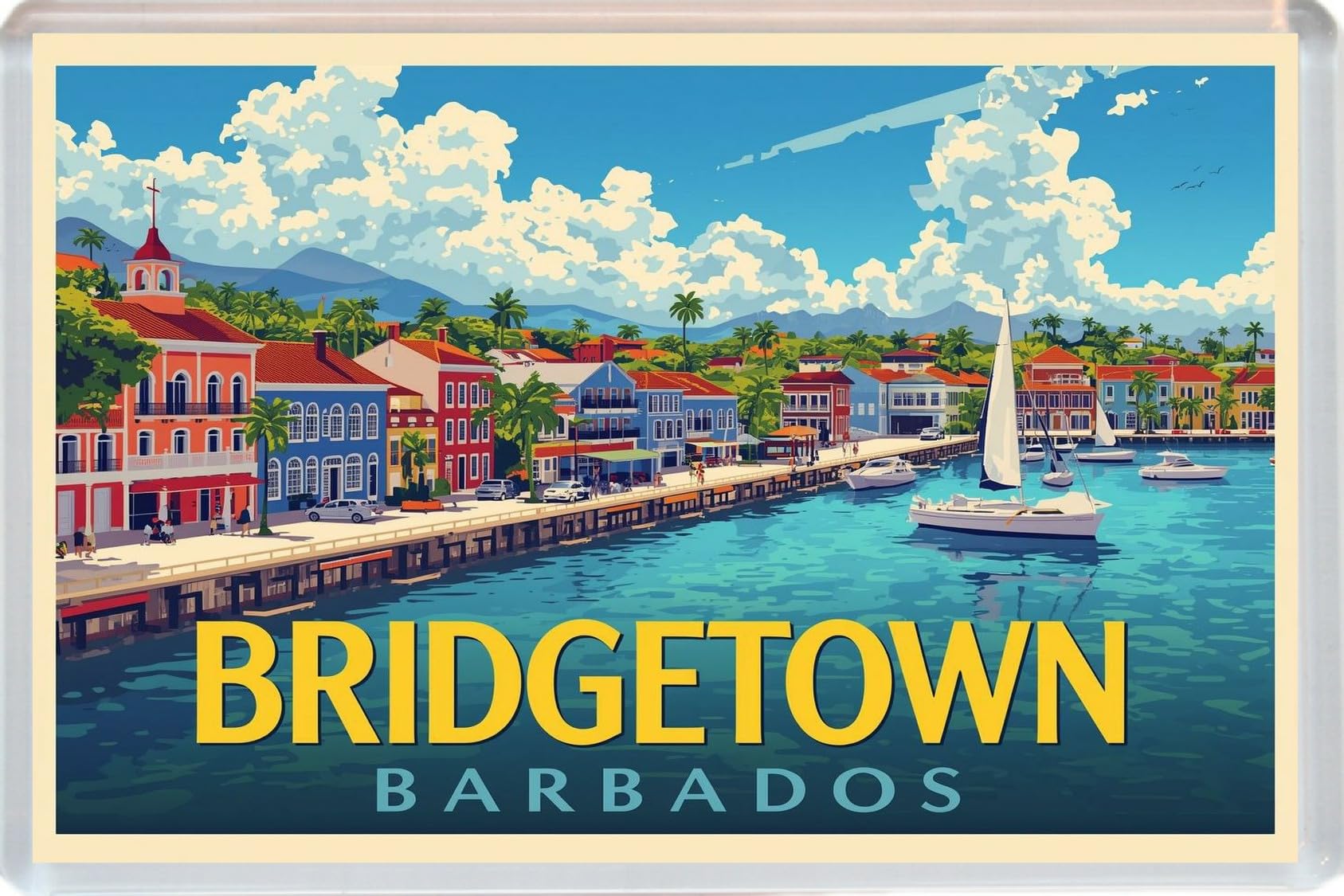 Bridgetown - Barbados - Jumbo Artistic Fridge Magnet 96 x 67mm BBSFHM3503