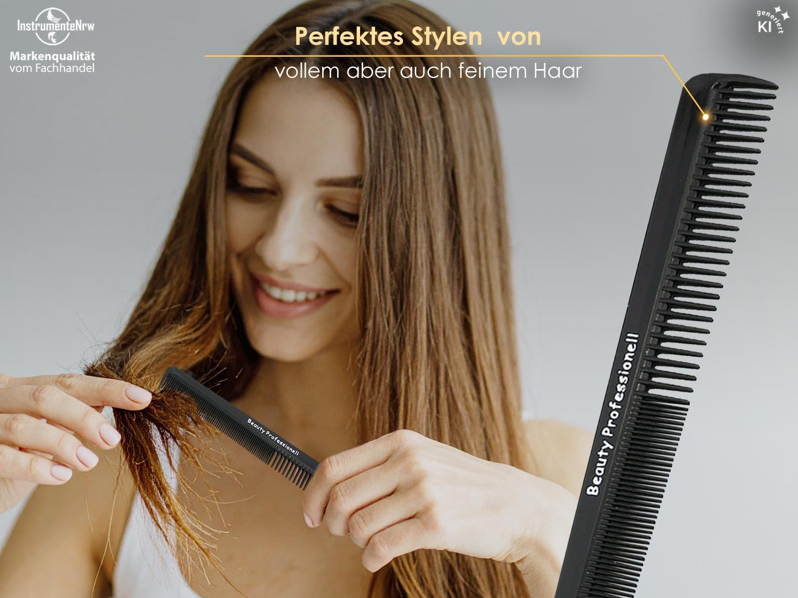 Haarscheren Set Friseurschere Solingen aus Edelstahl mit Haarkamm und Etui