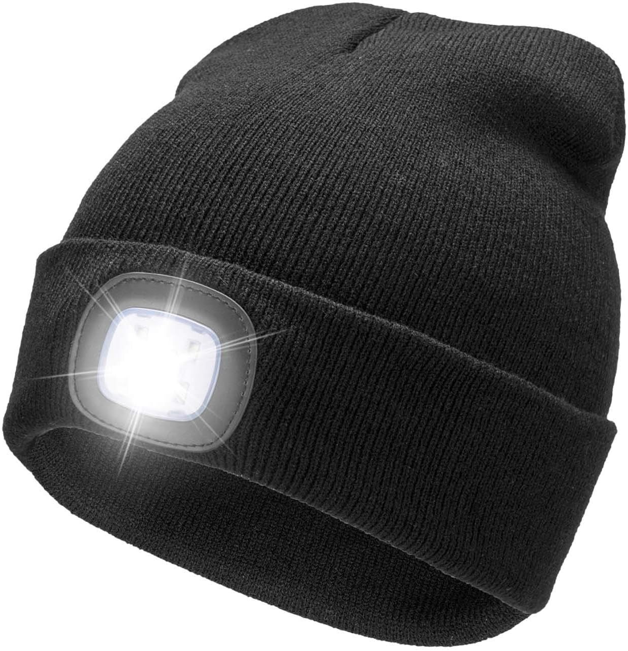 Rechargeable LED Beanie Hat with light, Adjustable Bright Headlamp Cap