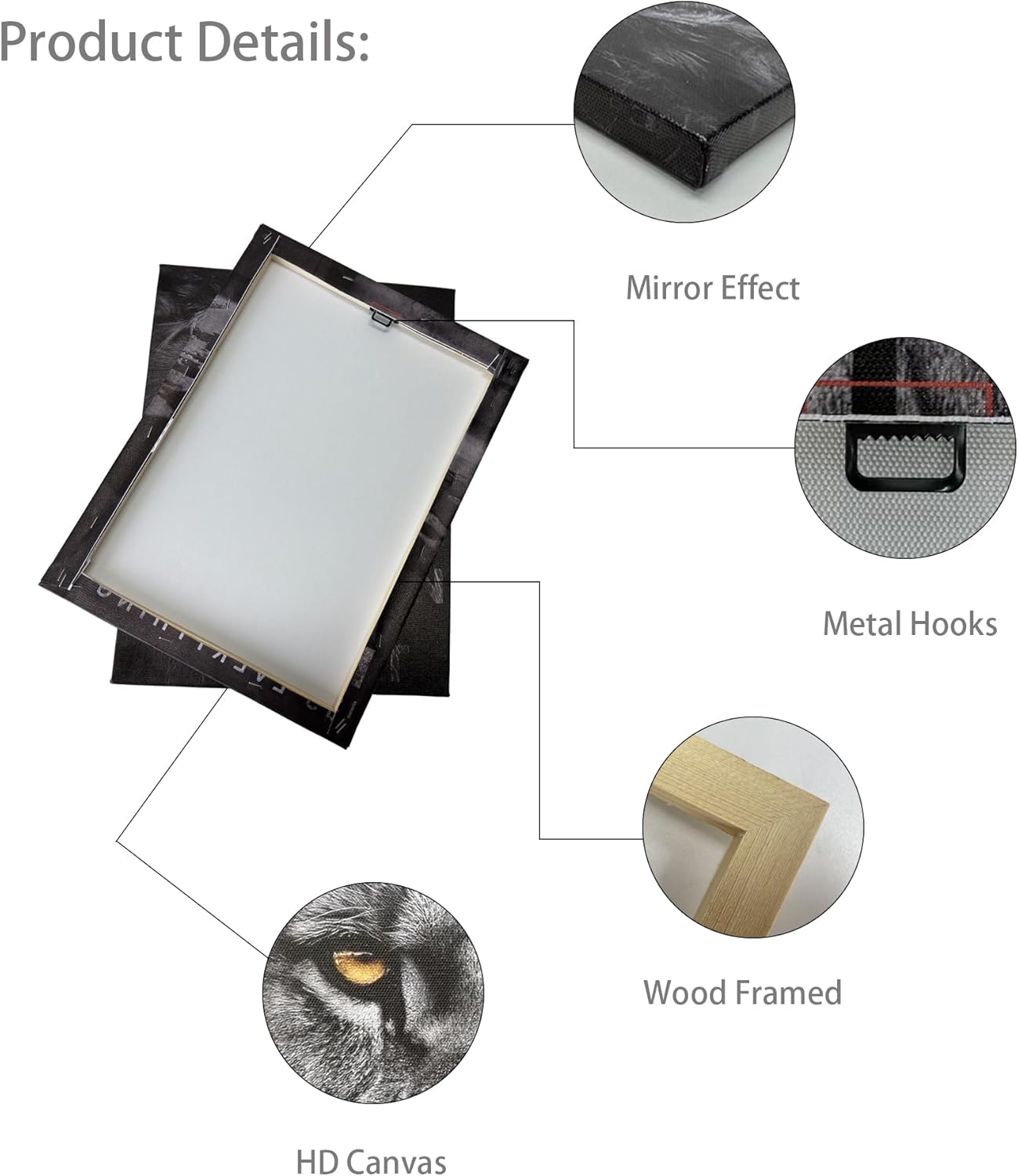 Lion Head Prints Canvas Inspirational Wall Art Black and White Animals Poster Motivational Quote Picture for Office Decor Framed Ready to Hang12x16inches - Image 3