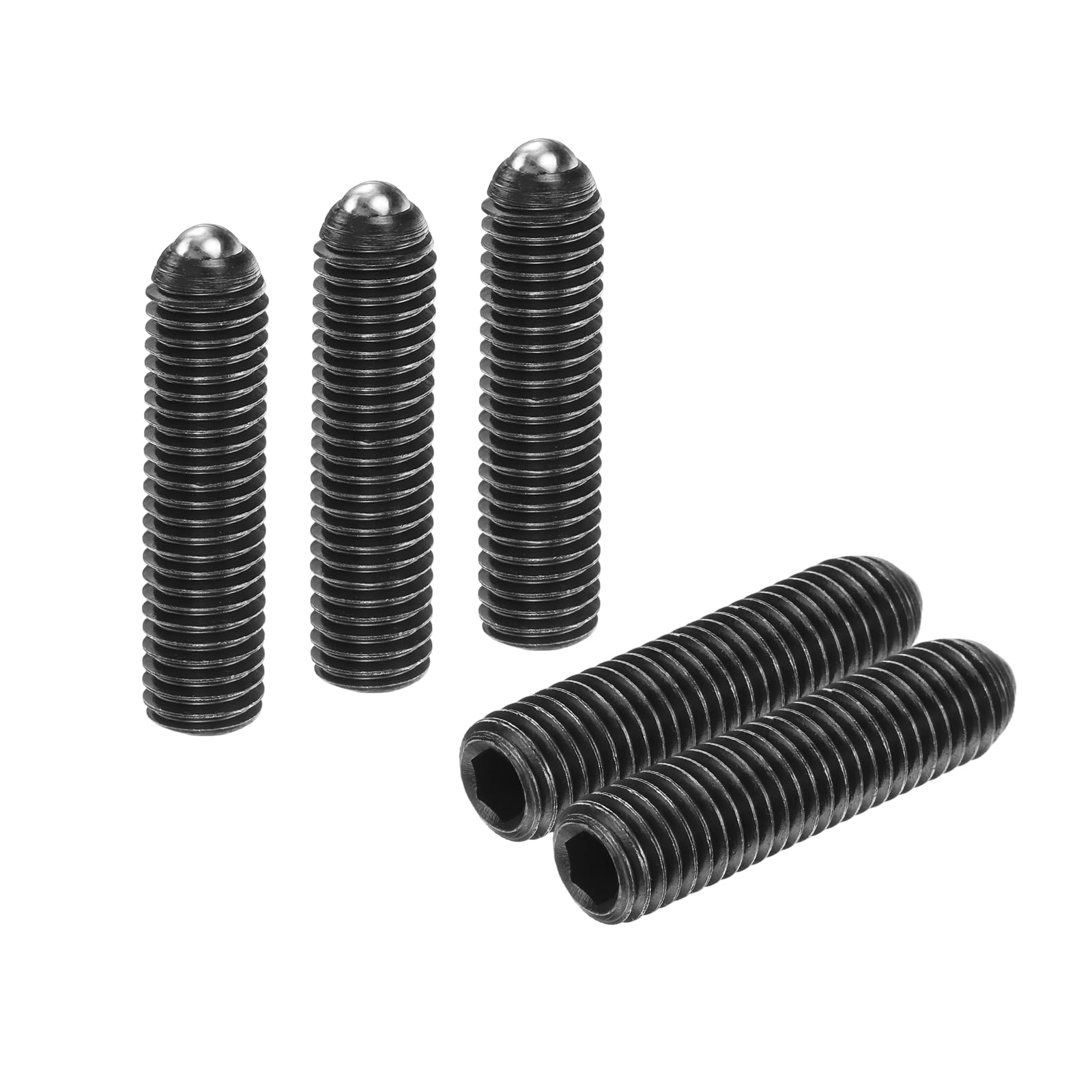 sourcing map 10pcs Screw Thread Ball Plunger M10 x 40mm, Black